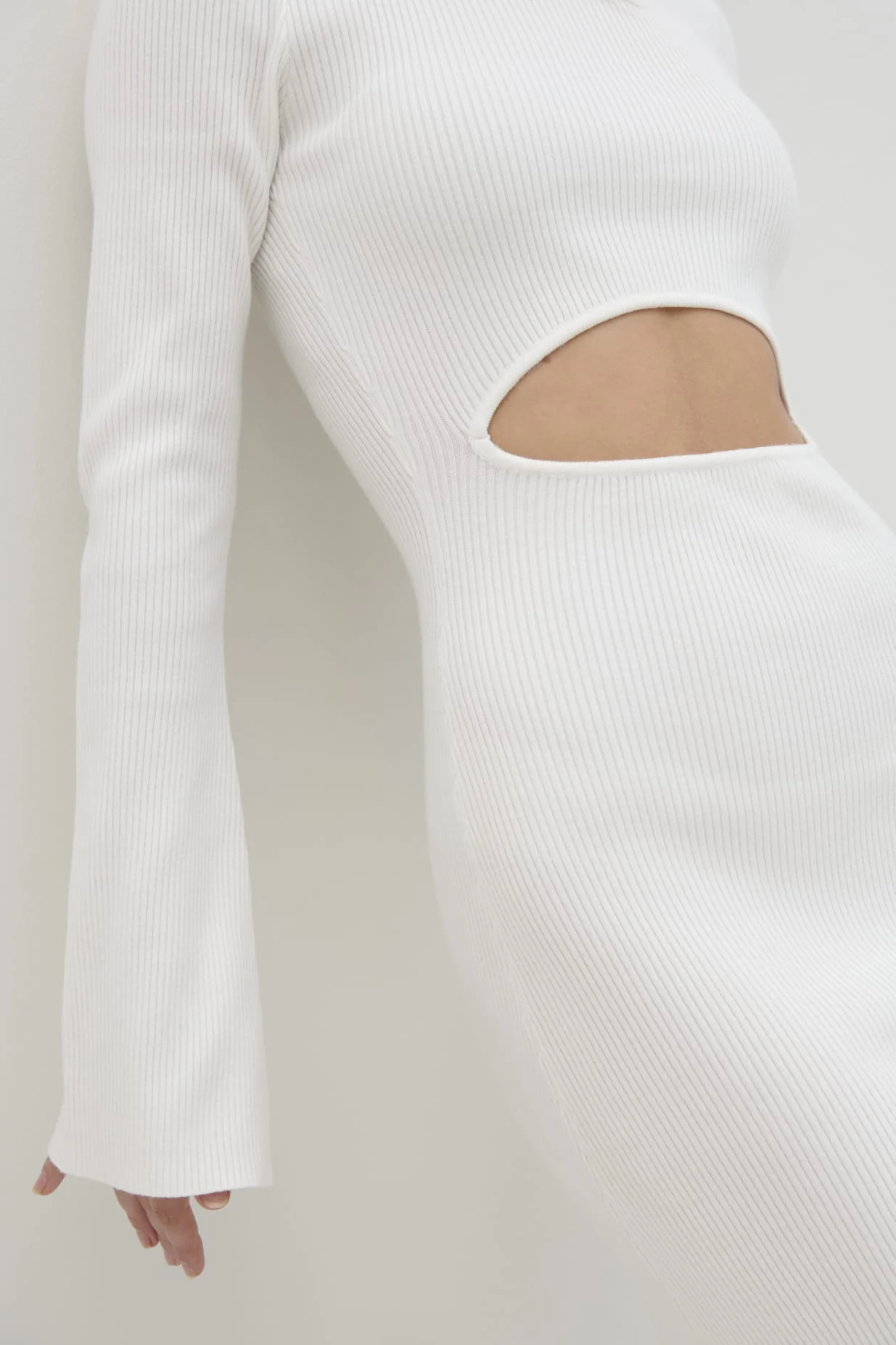 Codey Cut Out Mini Knit Dress - Cream - Image 2