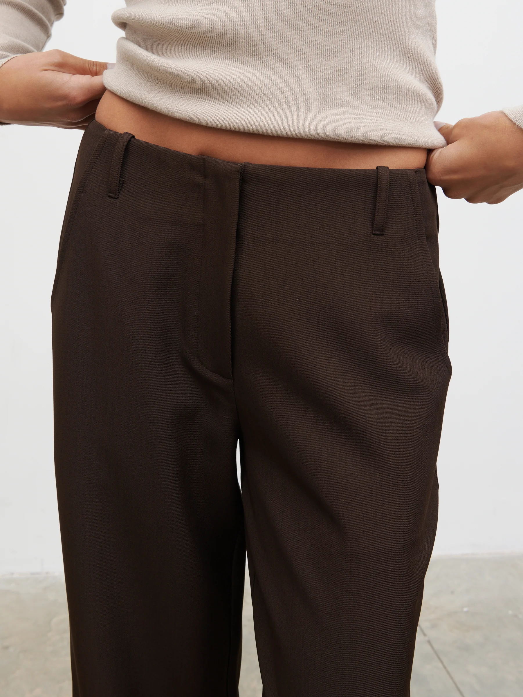 Colson Tailored Wide Leg Trousers - Chocolate - Image 3