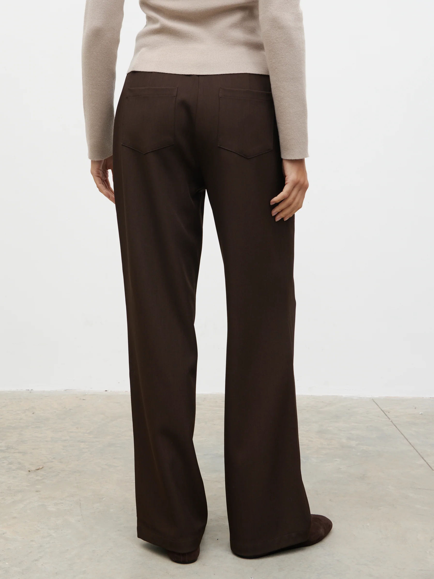Colson Tailored Wide Leg Trousers - Chocolate - Image 6