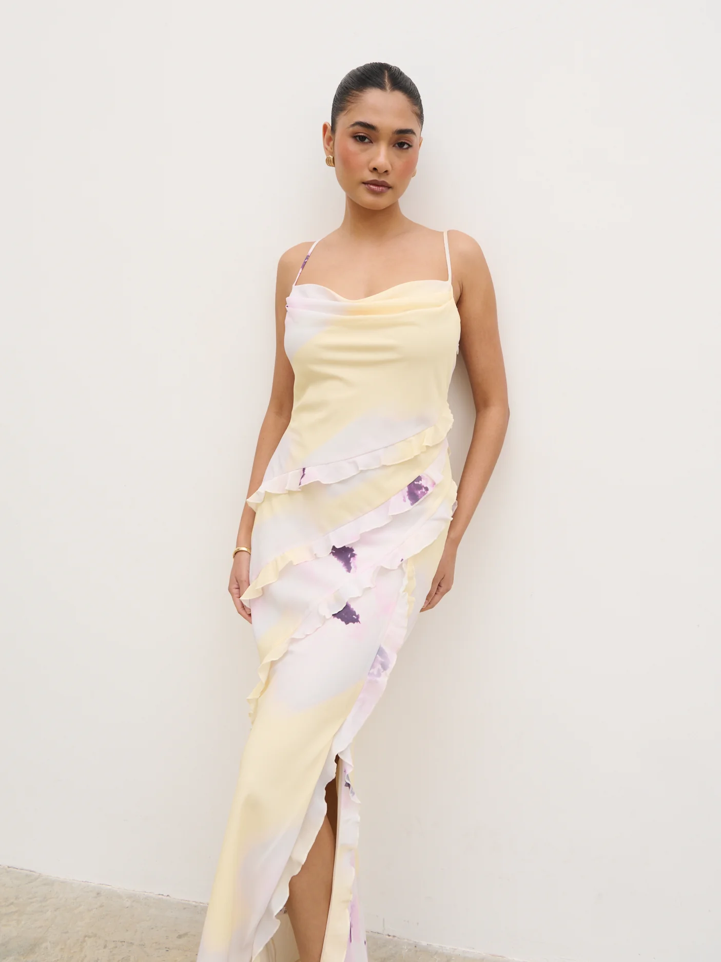 Constance Ruffle Maxi Dress - Watercolour Poppy - Image 3