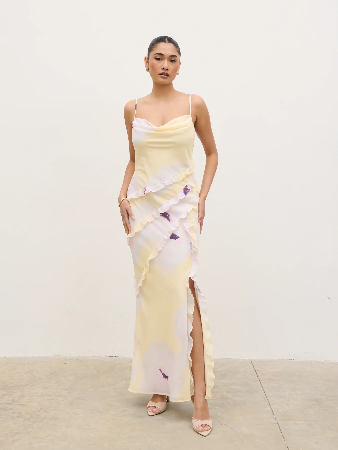 Constance Ruffle Maxi Dress - Watercolour Poppy - Image 5