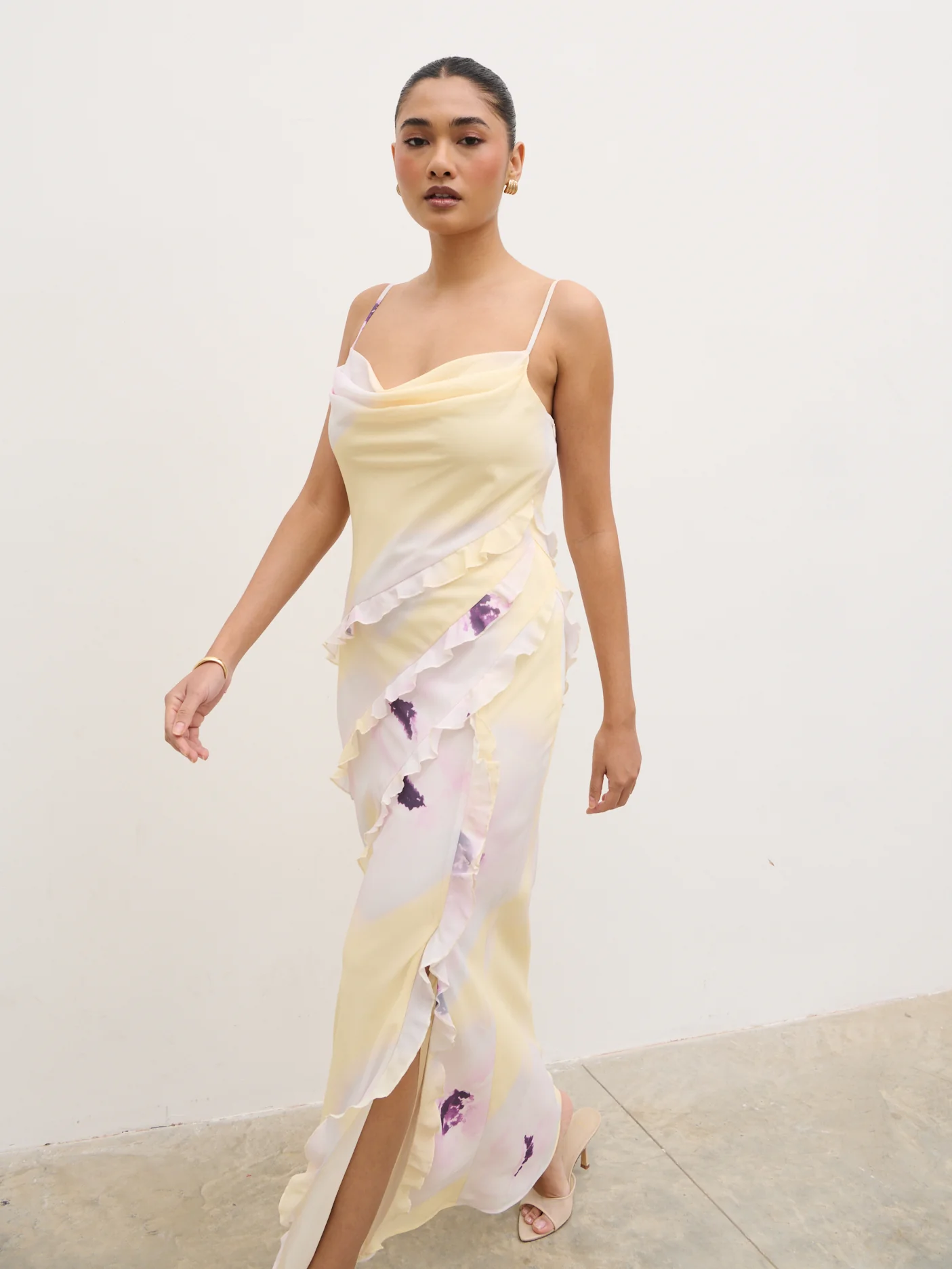Constance Ruffle Maxi Dress - Watercolour Poppy - Image 6