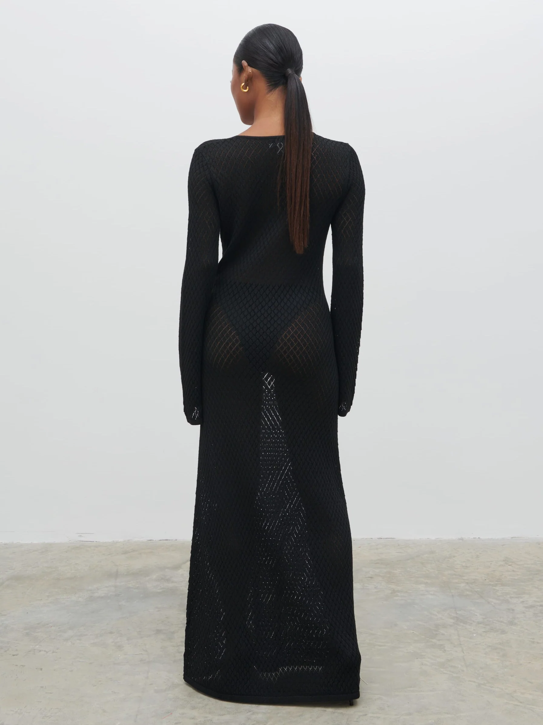 Croisette Knit Beaded Midaxi Dress - Black - Image 3