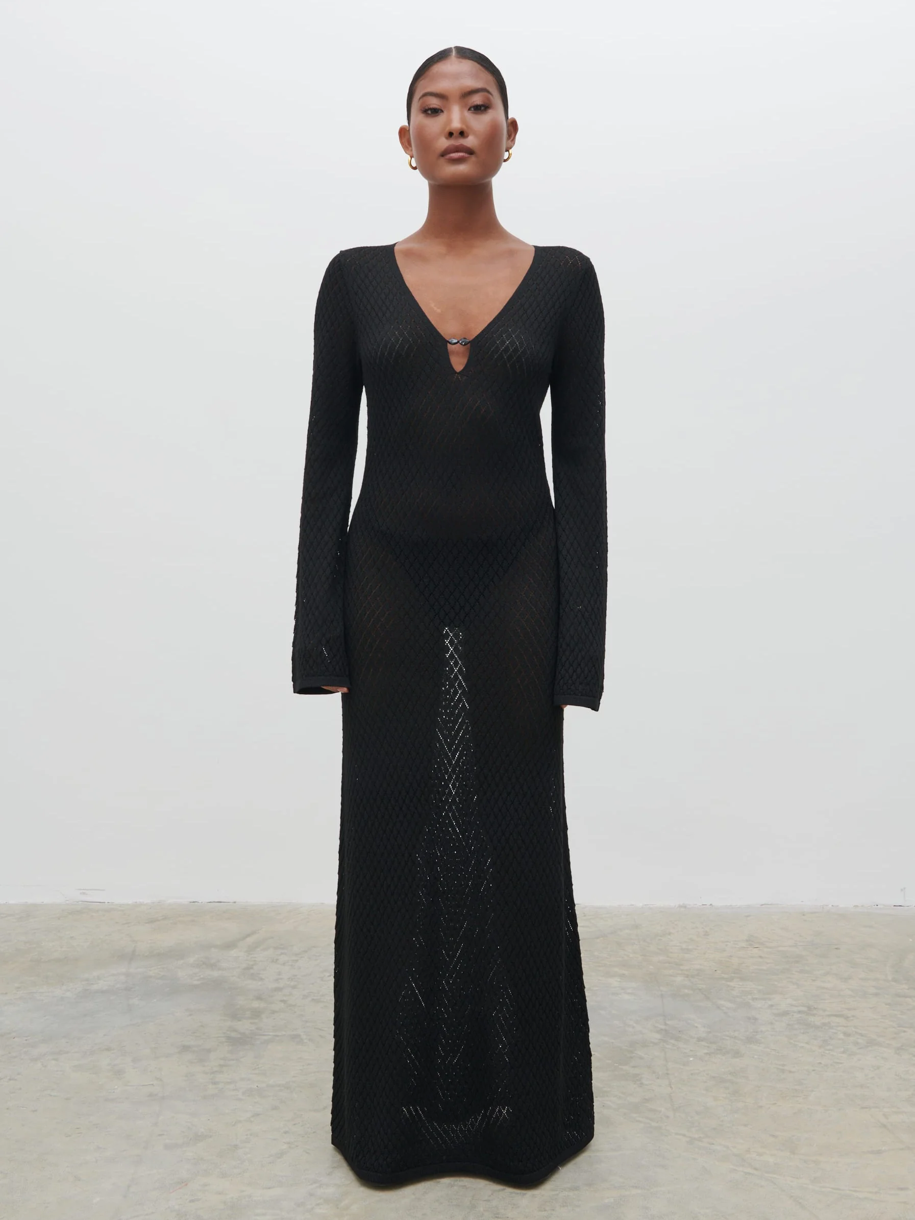Croisette Knit Beaded Midaxi Dress - Black - Image 5