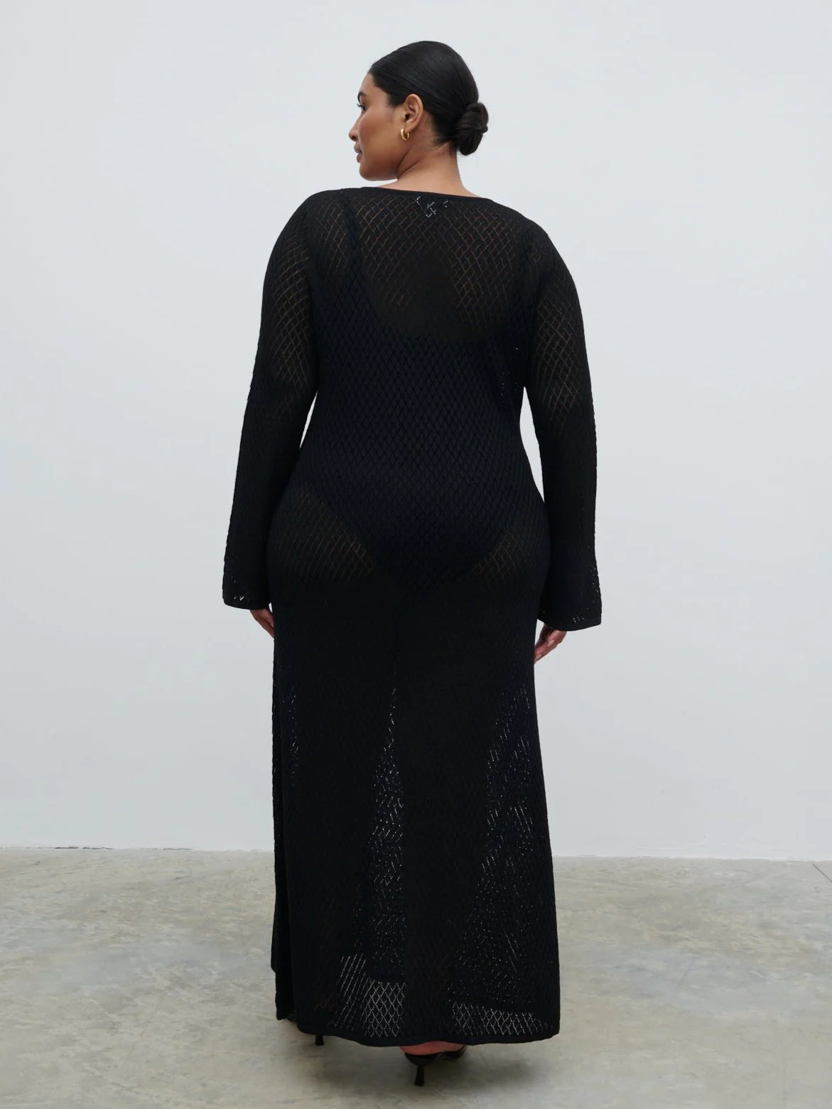 Croisette Knit Beaded Midaxi Dress Curve - Black - Image 4