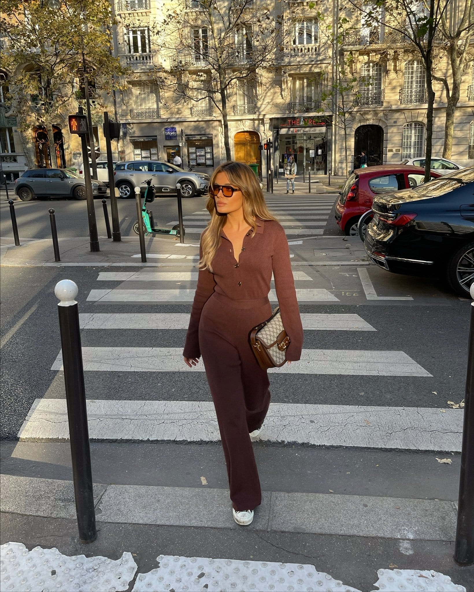 Daisy Wide Leg Knit Jumpsuit- Brown - Image 3
