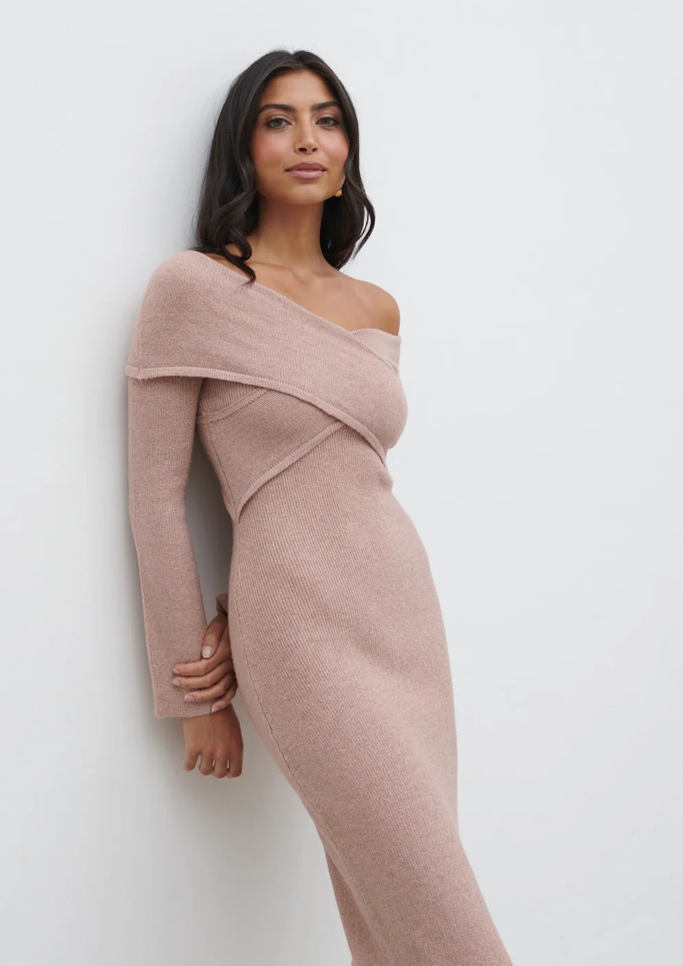 Danica Wrap Knit Midaxi Dress - Pink - Image 3