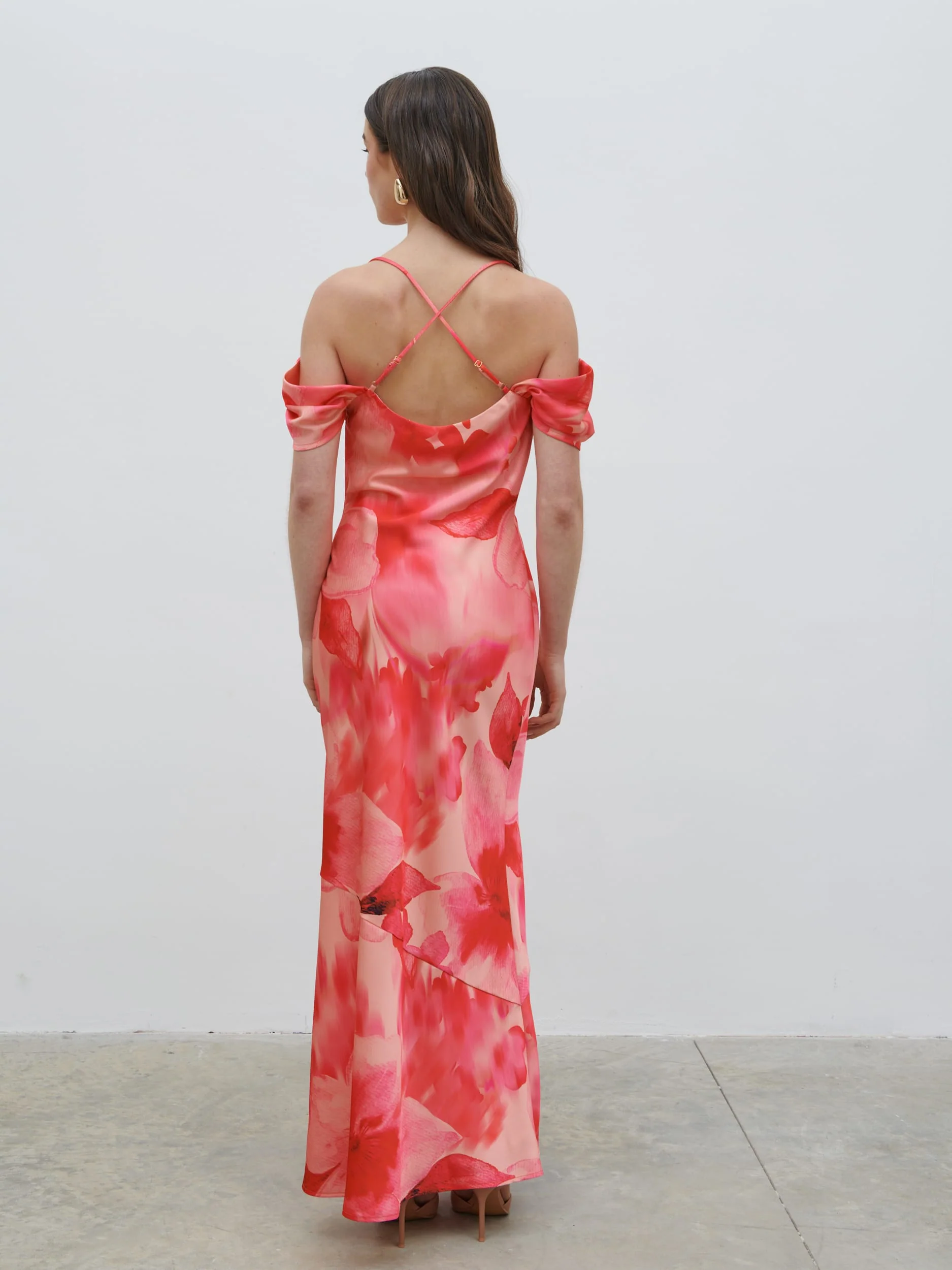 Daria Cowl Slip Maxi Dress - Pink Large Scale Floral - Image 5