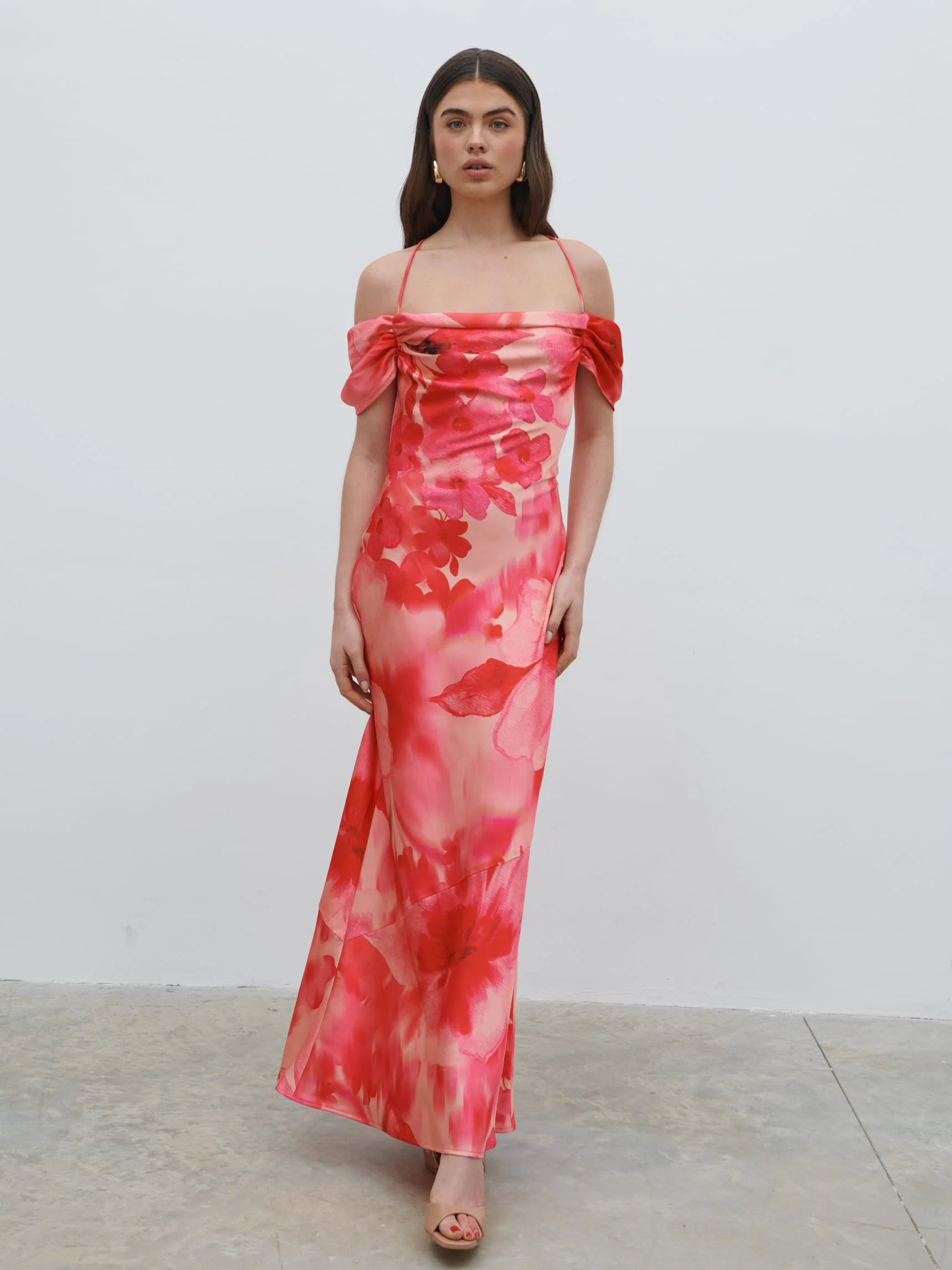 Daria Cowl Slip Maxi Dress - Pink Large Scale Floral - Image 7