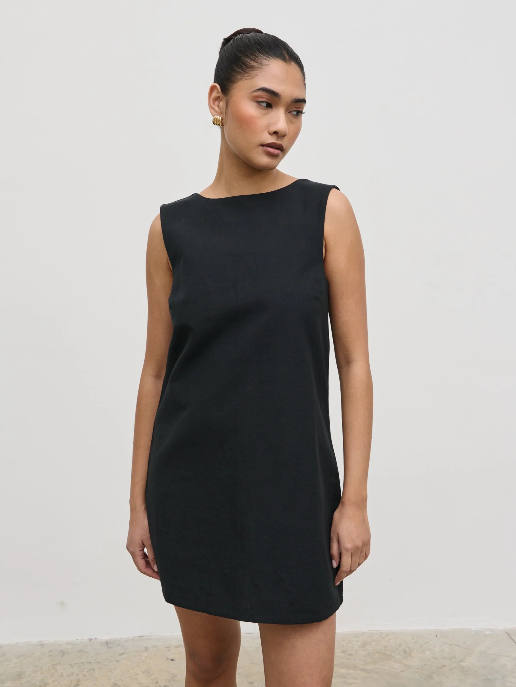 Darla Button Mini Dress - Black - Image 3