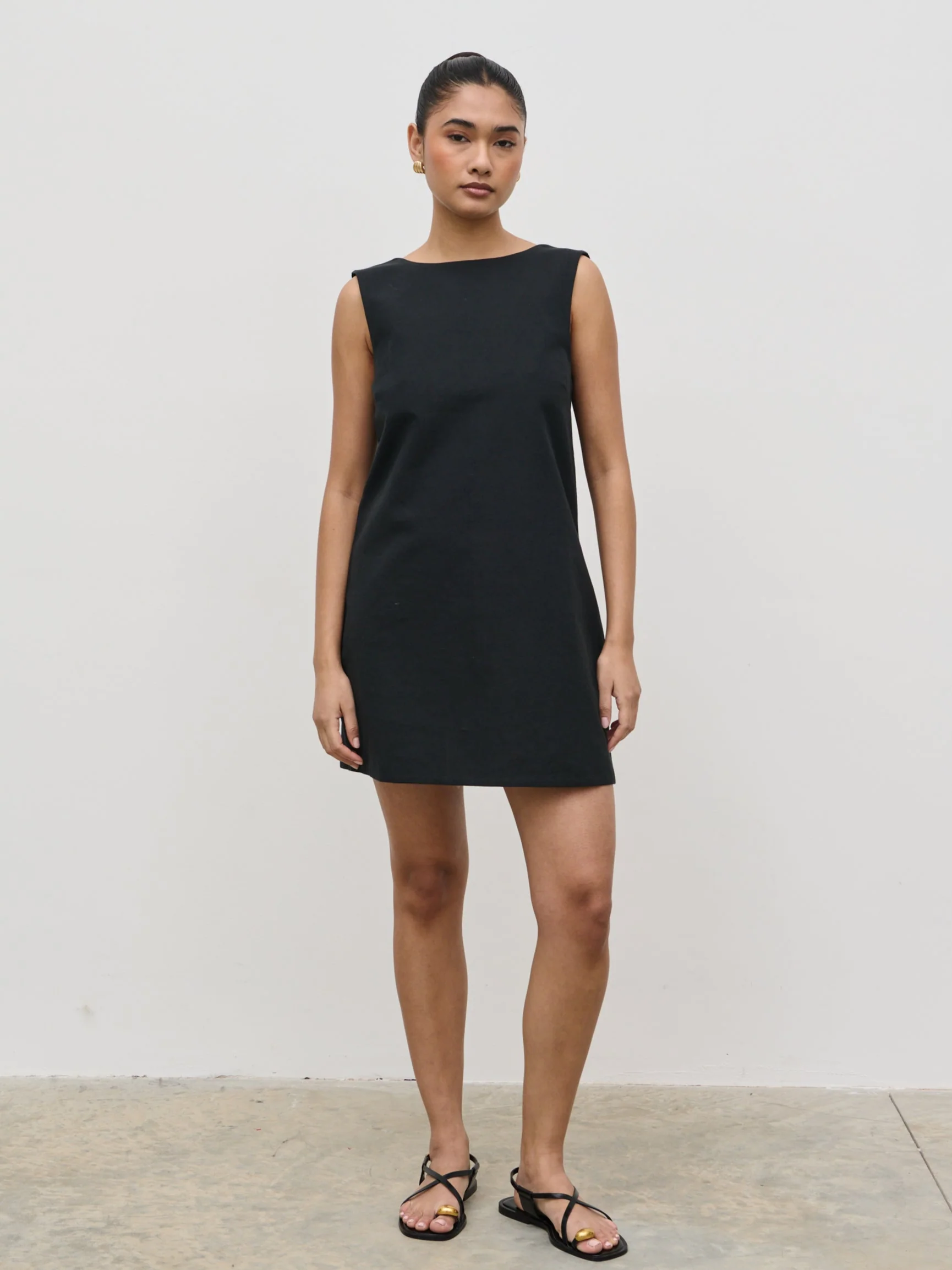Darla Button Mini Dress - Black - Image 4