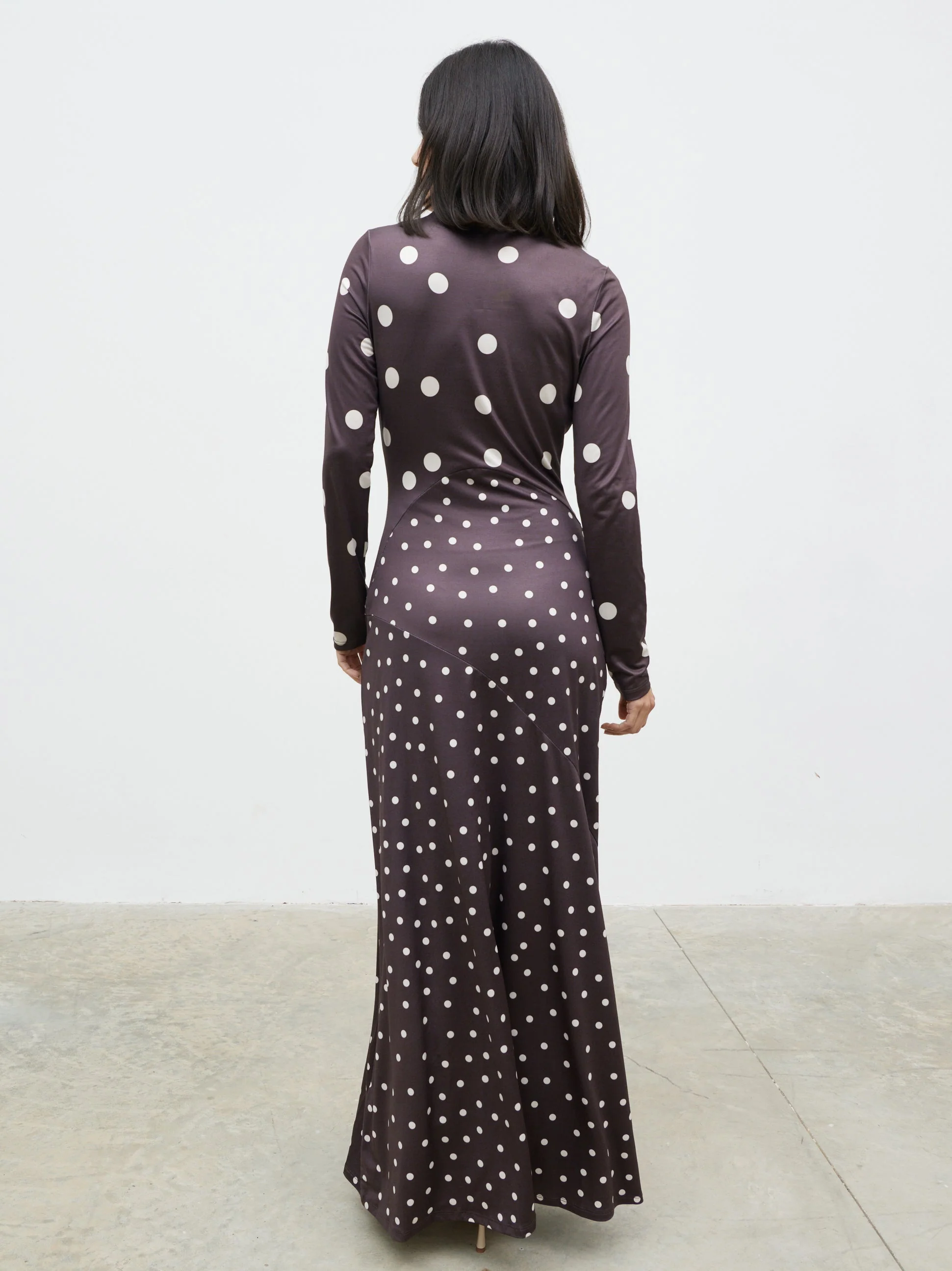 Delilah Asymmetric Maxi Jersey Dress - Polka Dot - Image 6