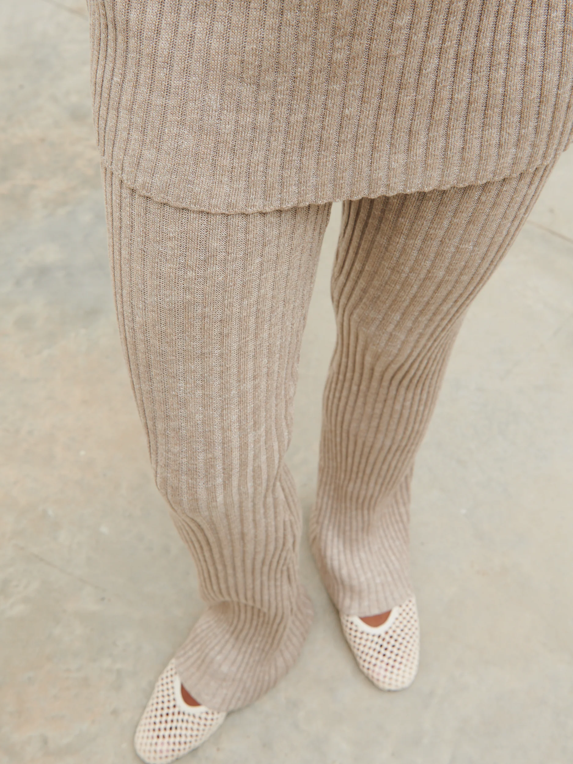 Dionne Knit Trousers - Taupe Marl - Image 3