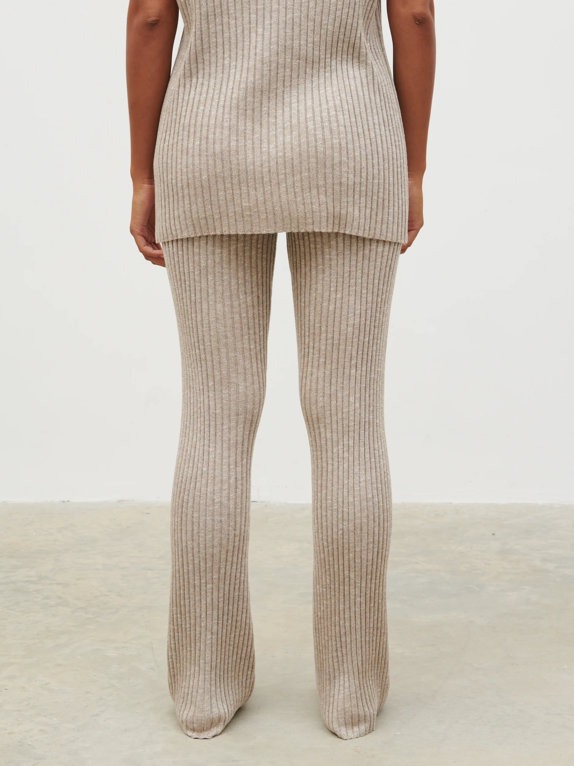 Dionne Knit Trousers - Taupe Marl - Image 4