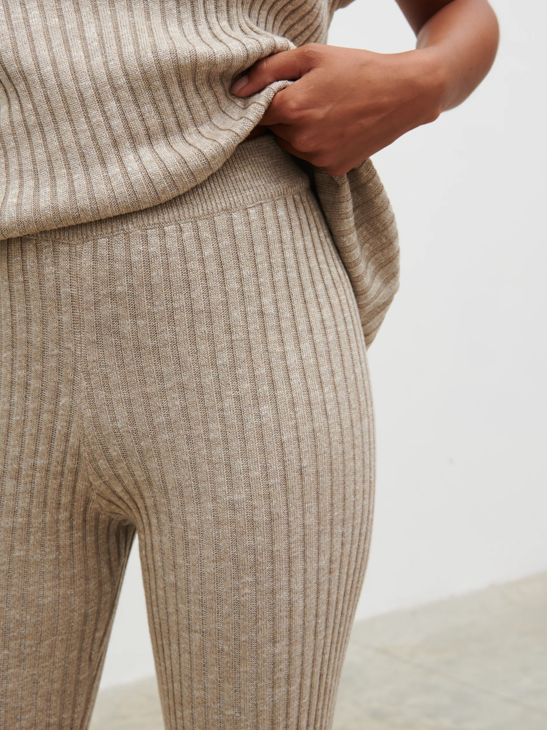Dionne Knit Trousers - Taupe Marl - Image 5