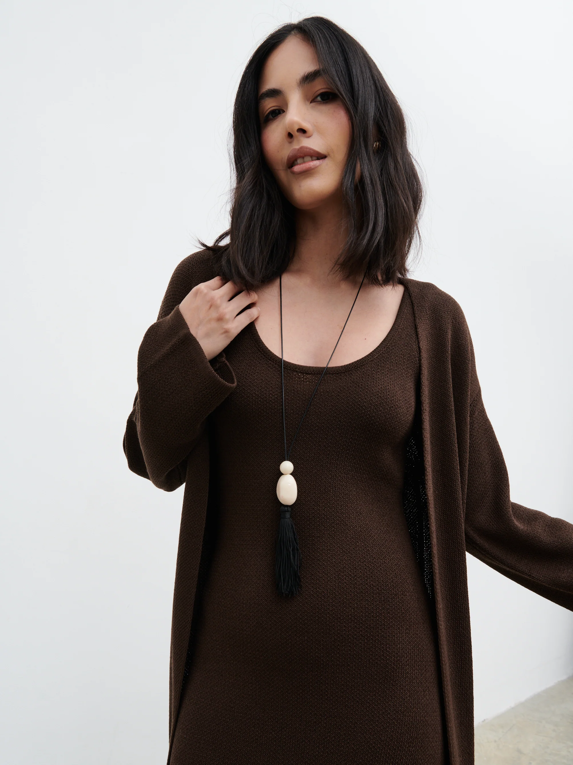 Dora Maxi Knit Cardigan - Chocolate Brown - Image 4