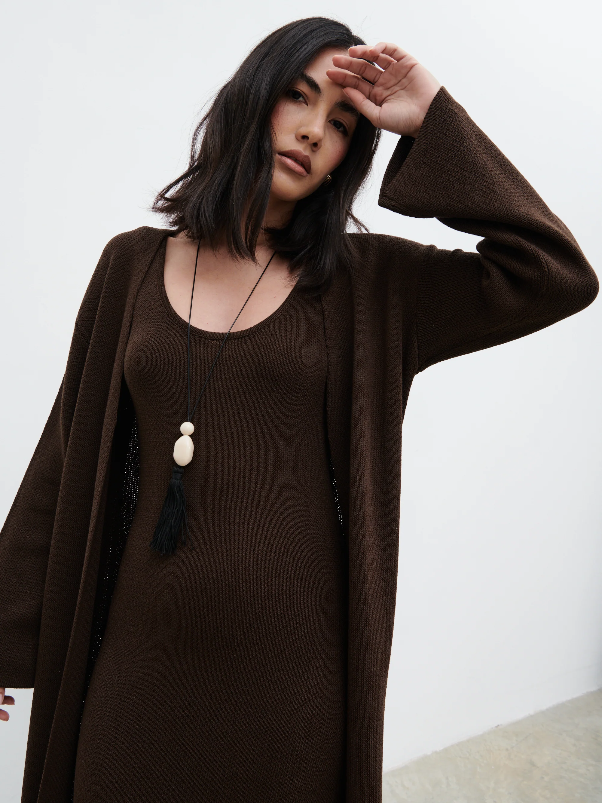Dora Maxi Knit Cardigan - Chocolate Brown - Image 5