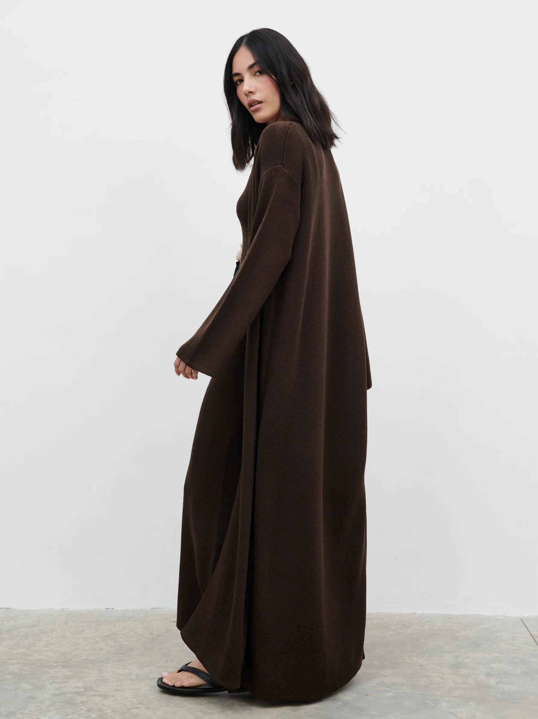 Dora Maxi Knit Cardigan - Chocolate Brown - Image 6