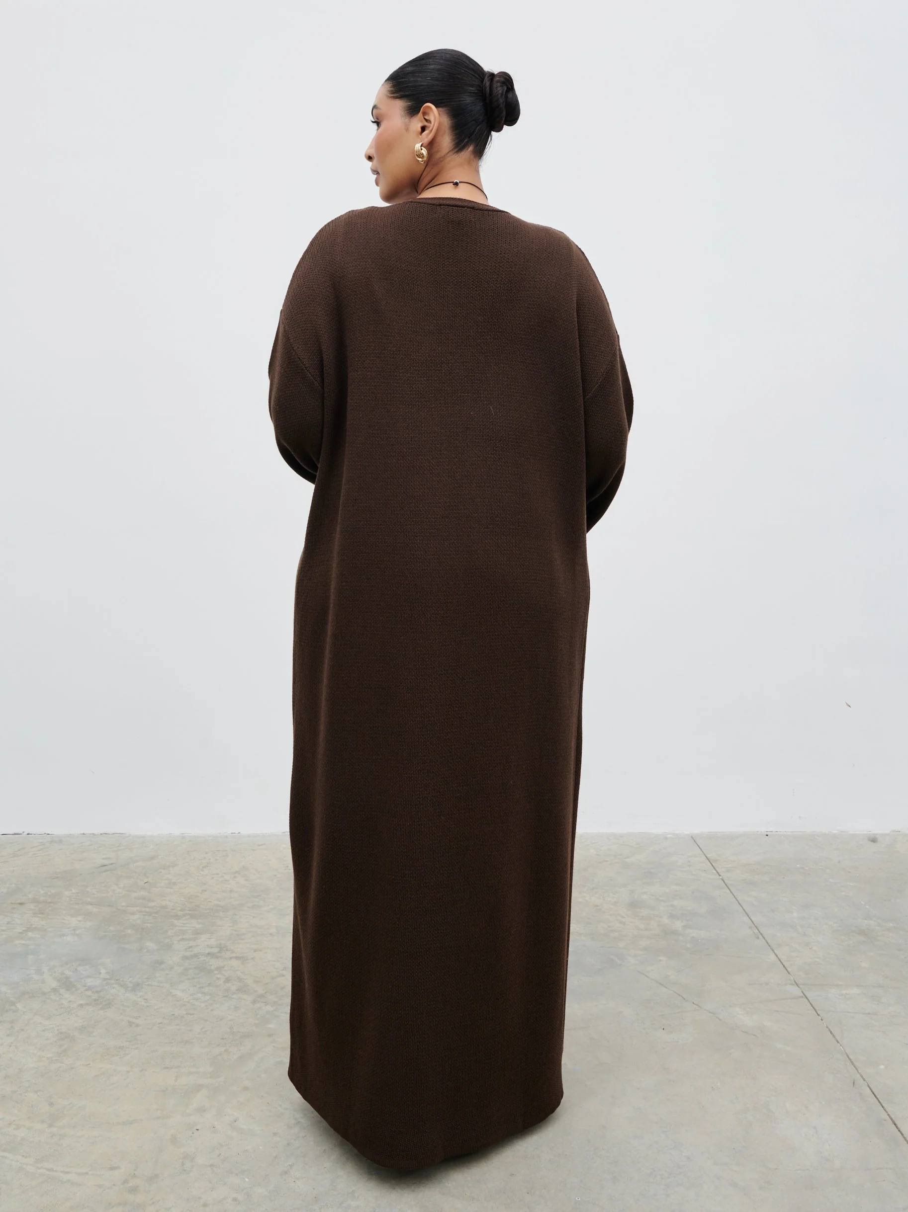 Dora Maxi Knit Cardigan Curve - Chocolate Brown - Image 4