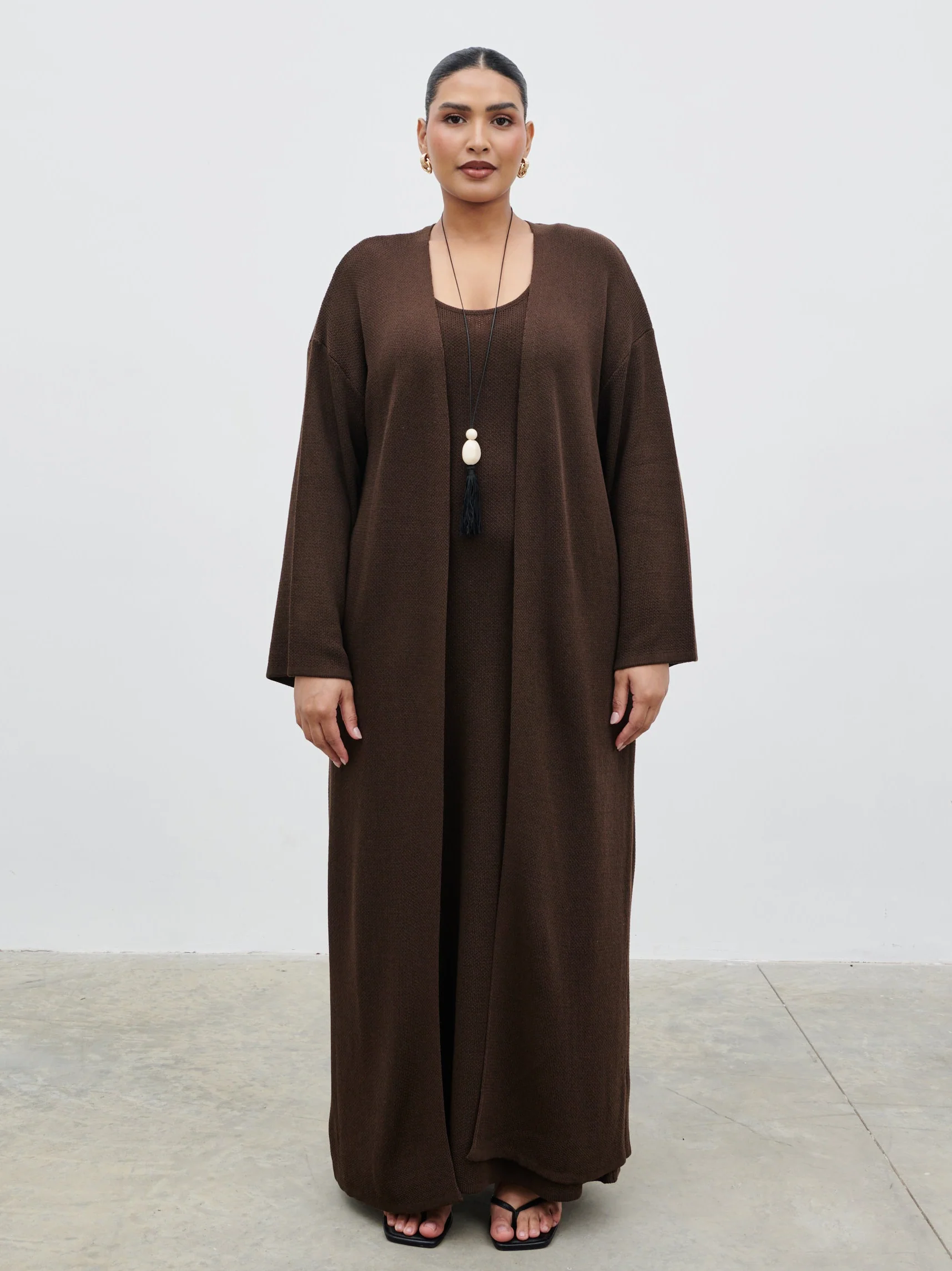 Dora Maxi Knit Cardigan Curve - Chocolate Brown - Image 6