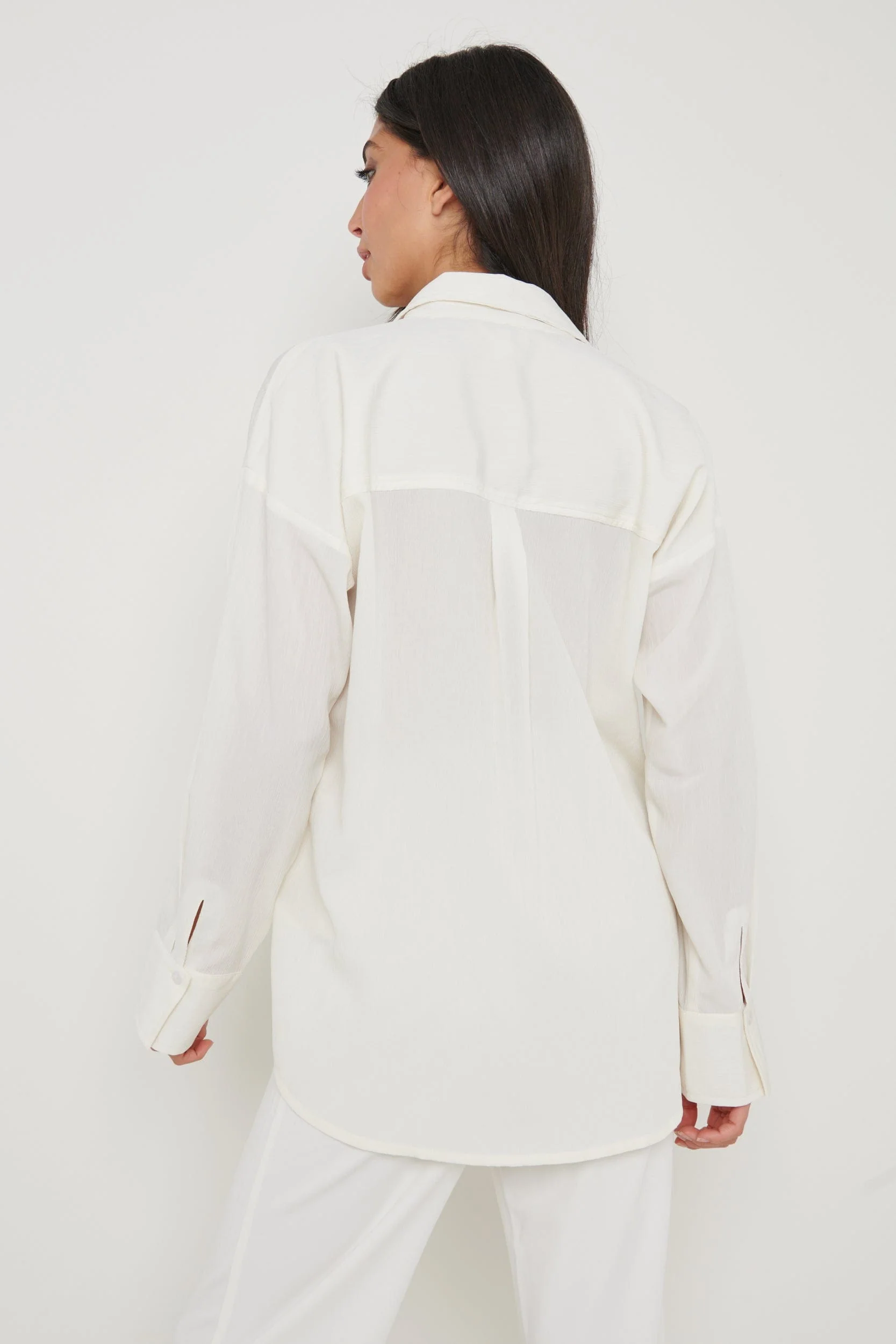 Drew Crinkle Shirt - White - Image 4