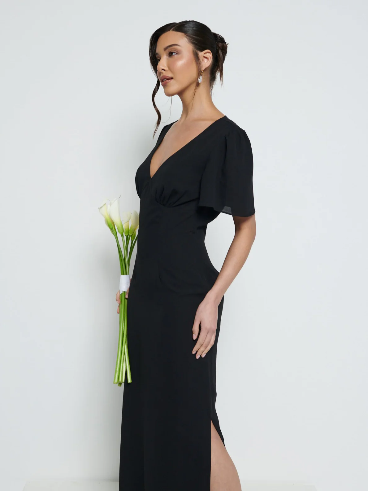 Edie Chiffon Maxi Bridesmaid Dress - Black - Image 3