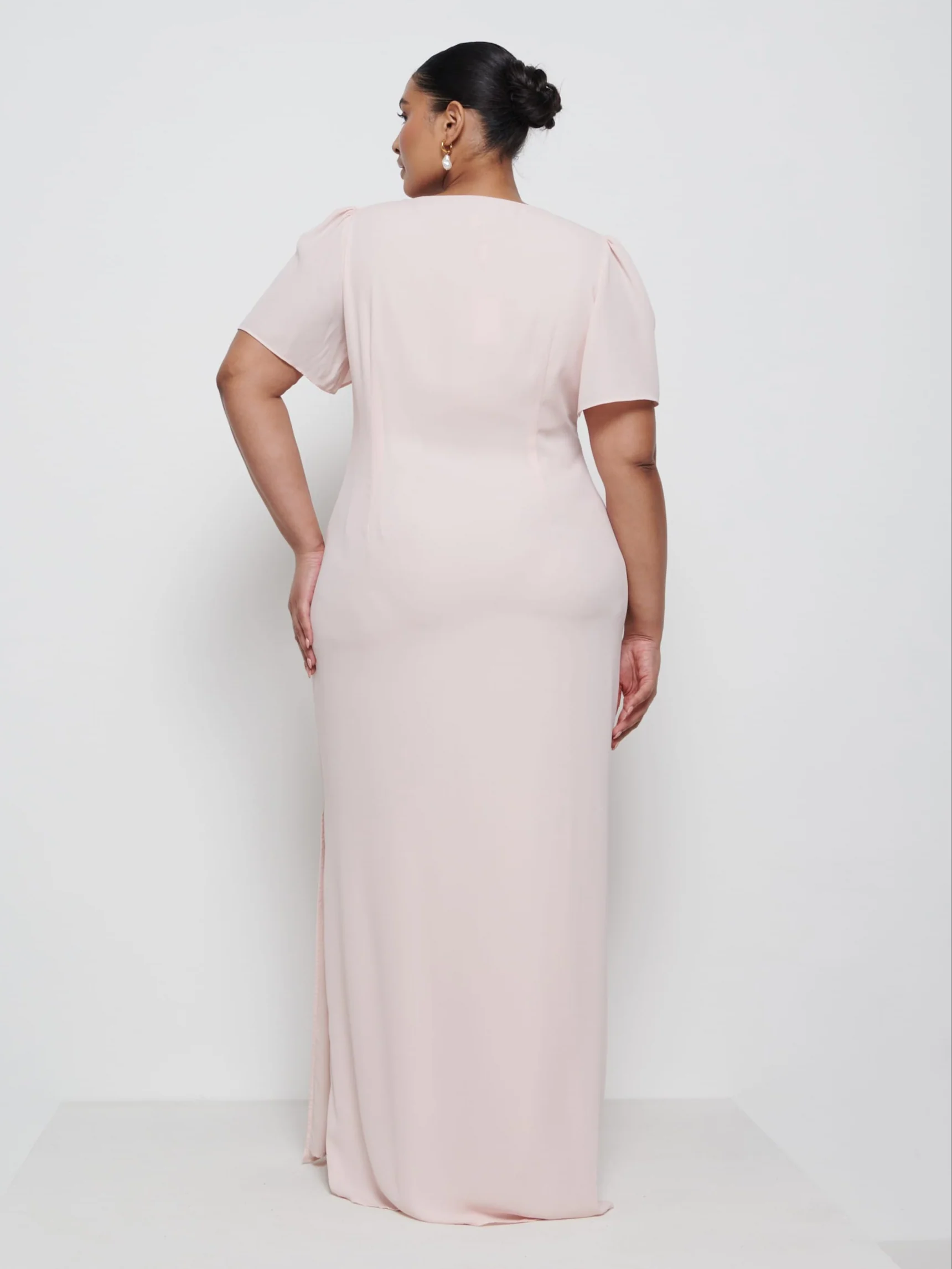 Edie Chiffon Maxi Bridesmaid Dress Curve - Blush - Image 3