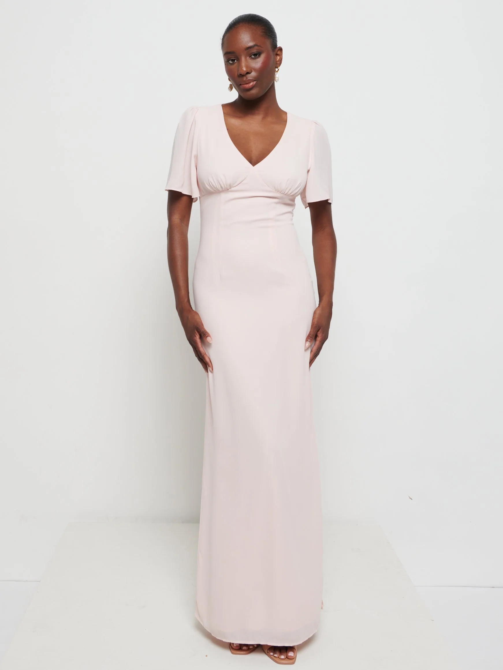 Edie Chiffon Maxi Bridesmaids Dress - Blush - Image 3