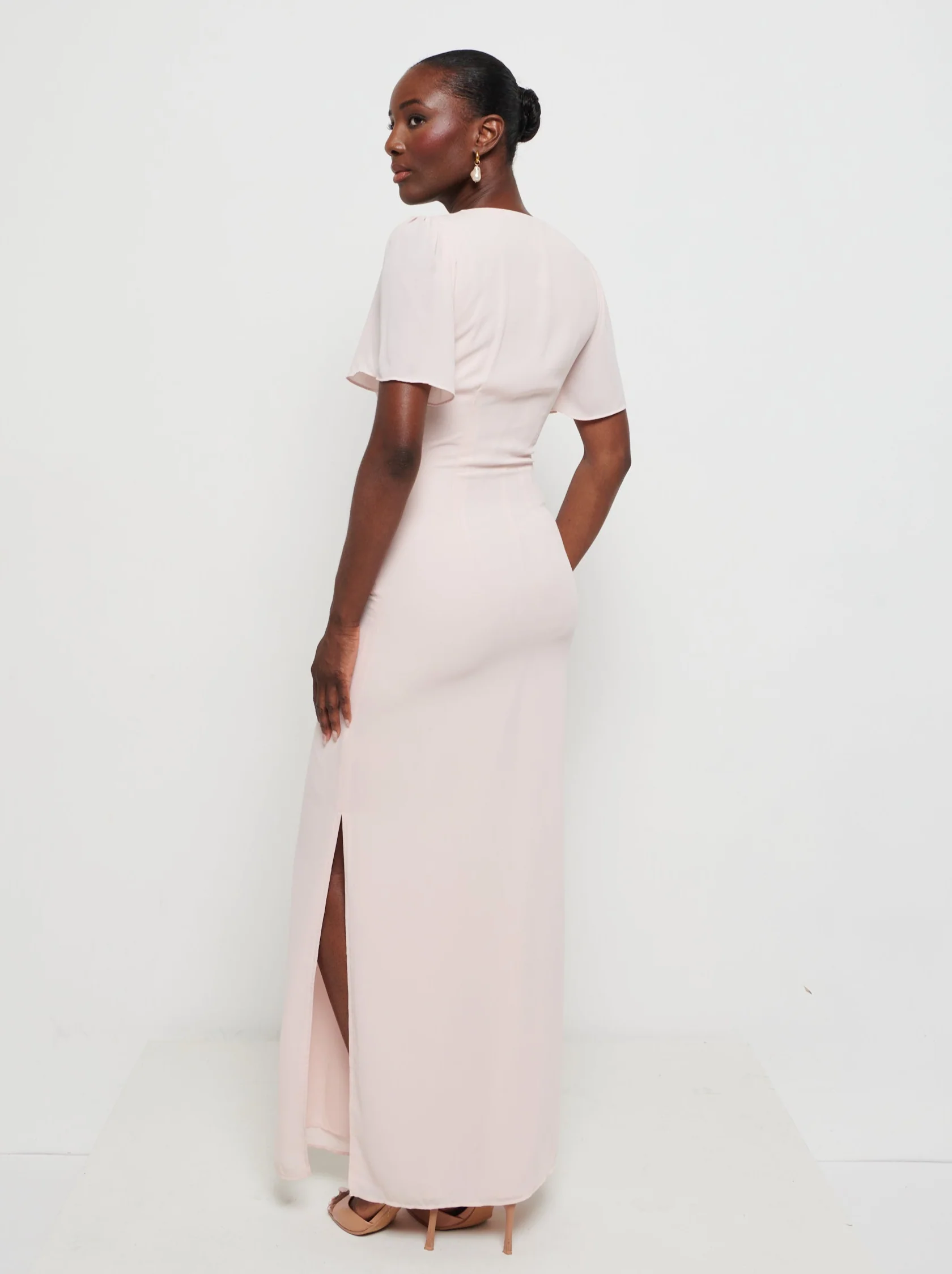 Edie Chiffon Maxi Bridesmaids Dress - Blush - Image 4