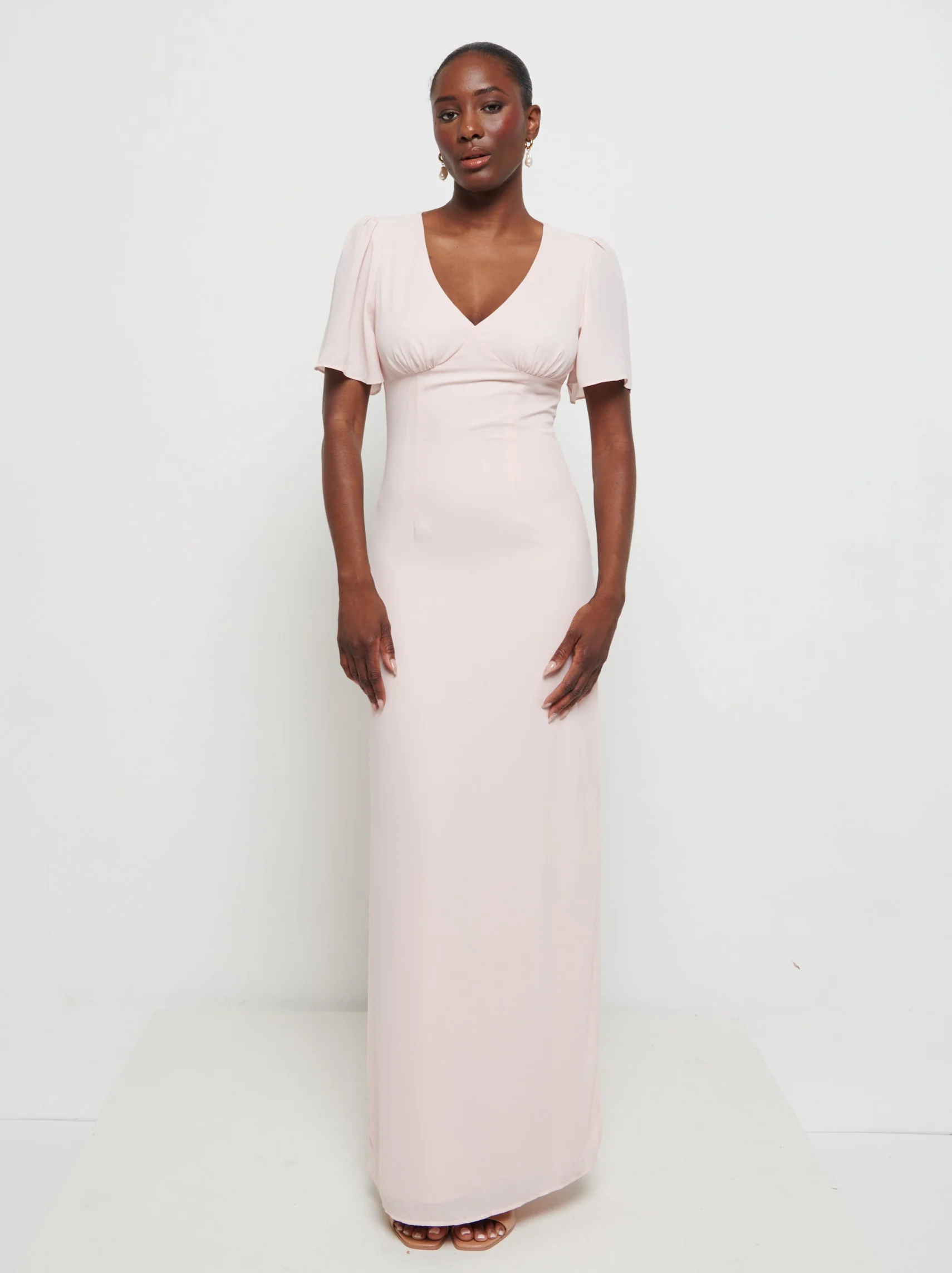 Edie Chiffon Maxi Bridesmaids Dress - Blush - Image 5
