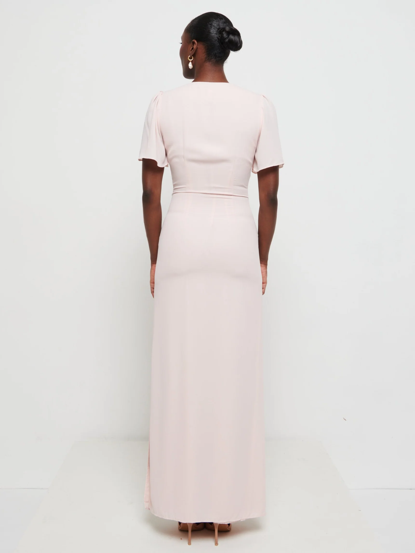 Edie Chiffon Maxi Bridesmaids Dress - Blush - Image 6