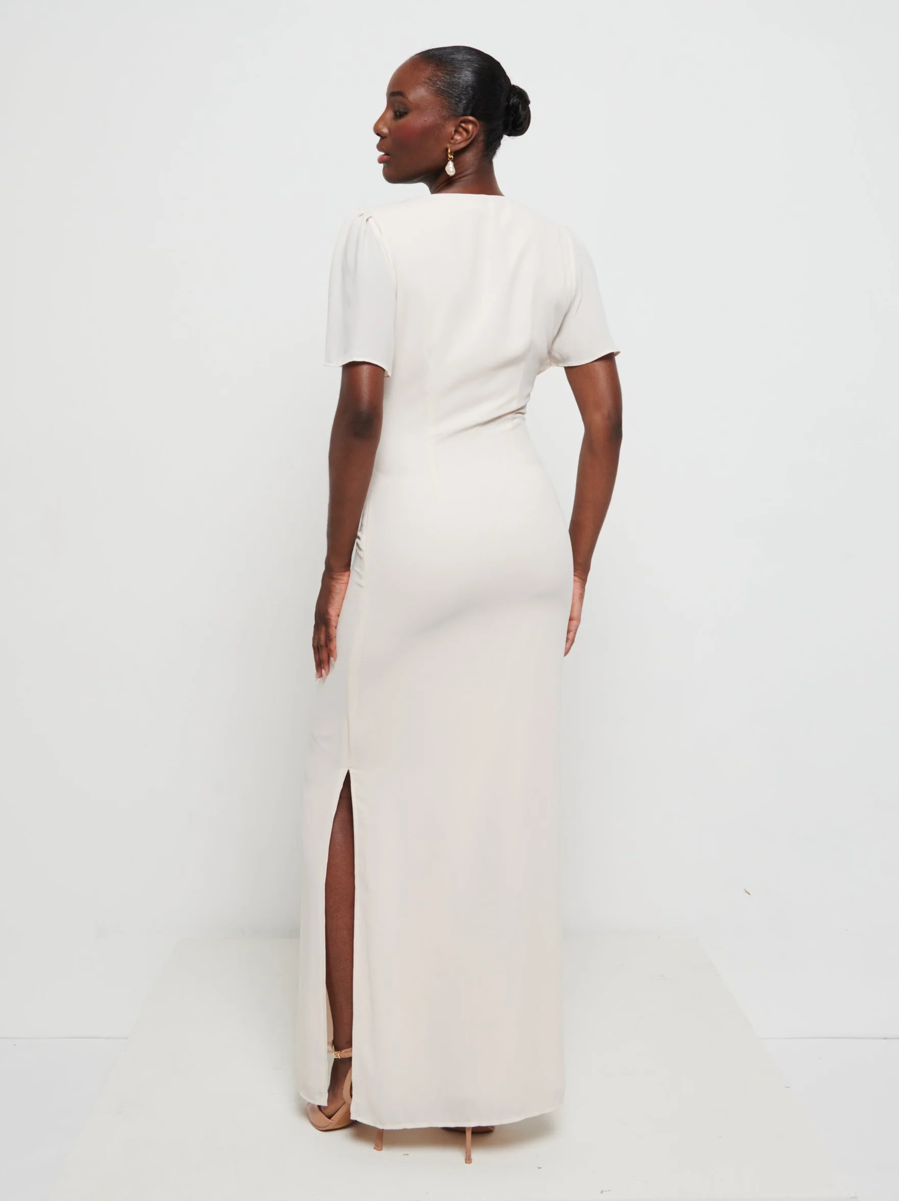 Edie Chiffon Maxi Bridesmaids Dress - Champagne - Image 4