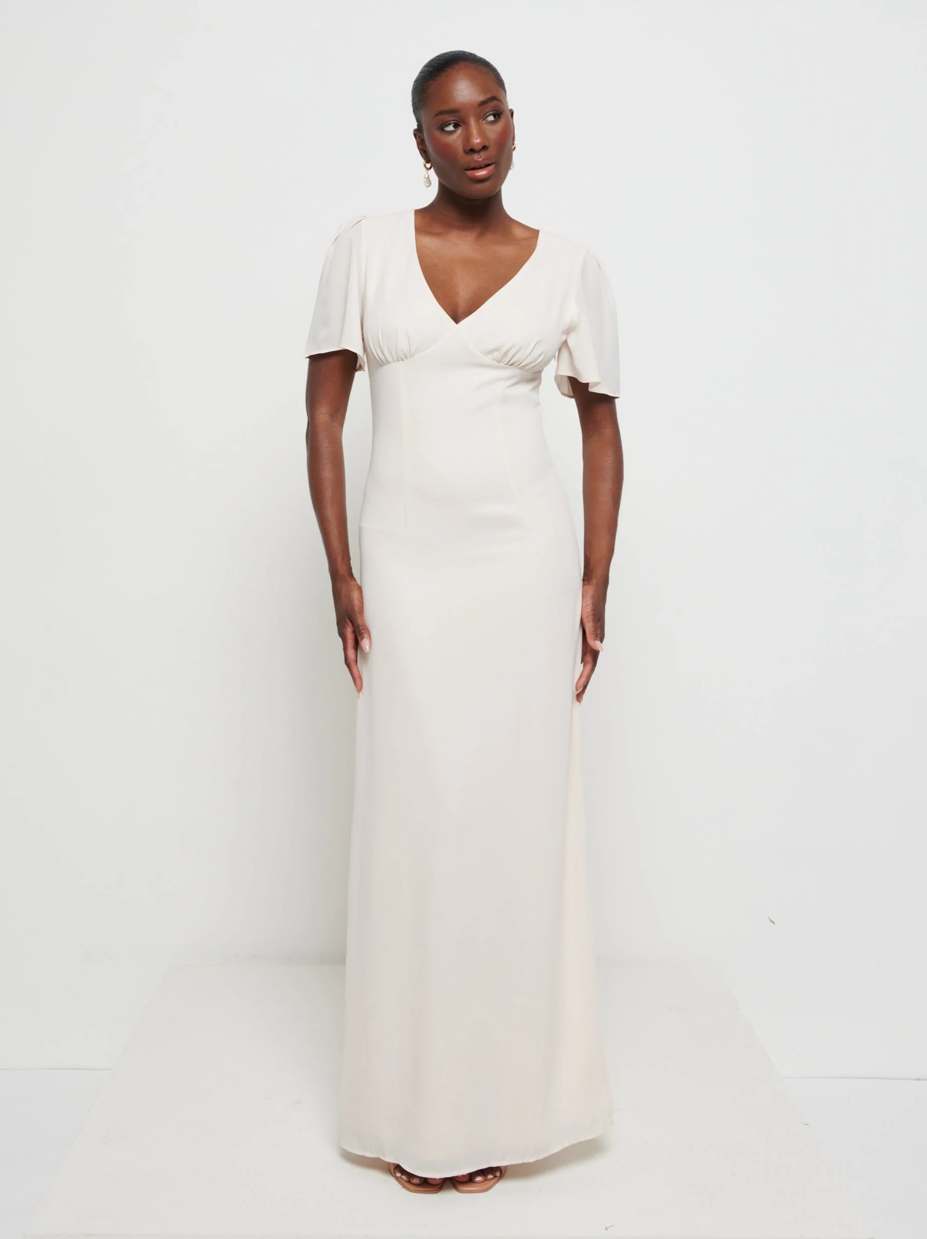 Edie Chiffon Maxi Bridesmaids Dress - Champagne - Image 5
