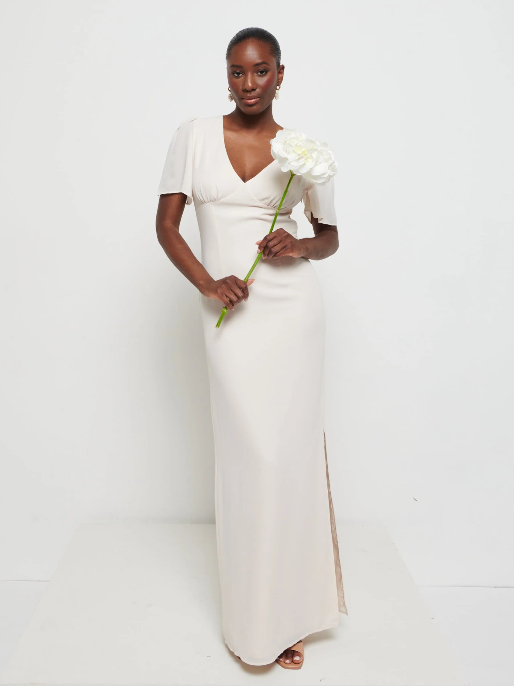 Edie Chiffon Maxi Bridesmaids Dress - Champagne - Image 6