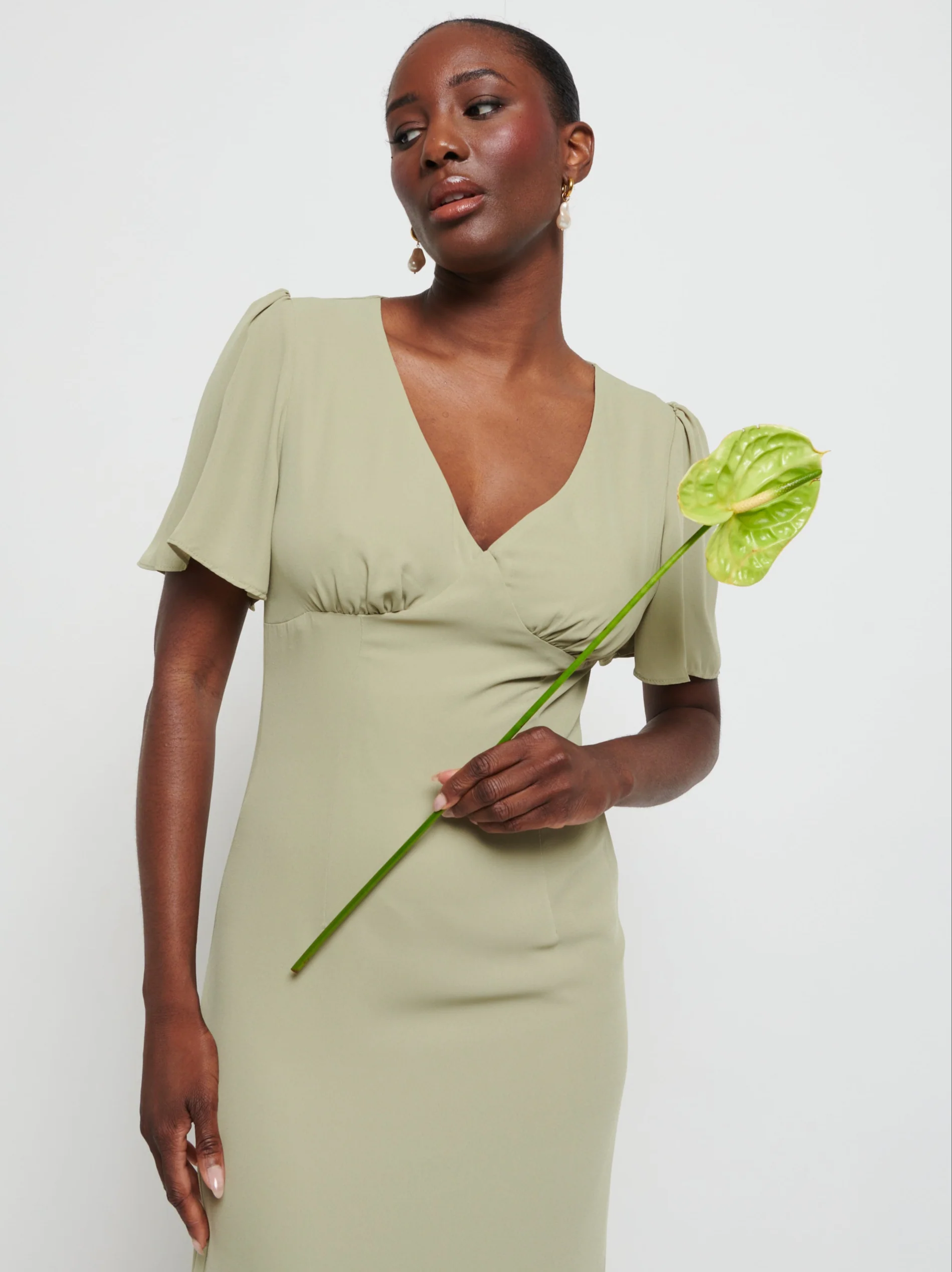 Edie Chiffon Maxi Bridesmaids Dress - Olive - Image 2
