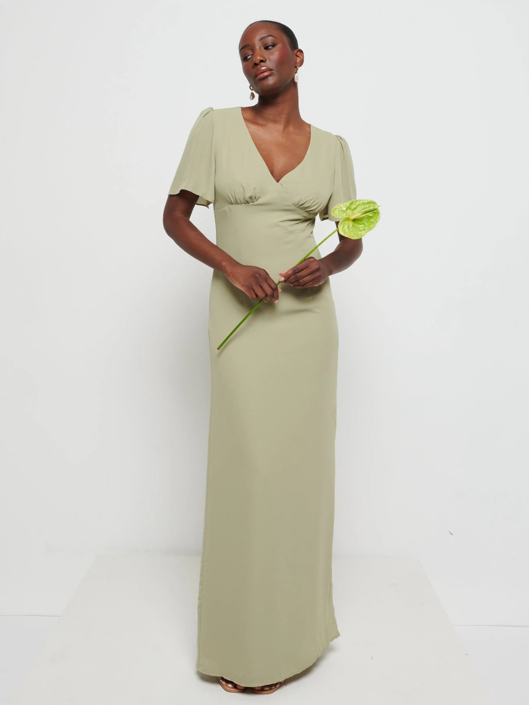 Edie Chiffon Maxi Bridesmaids Dress - Olive - Image 3