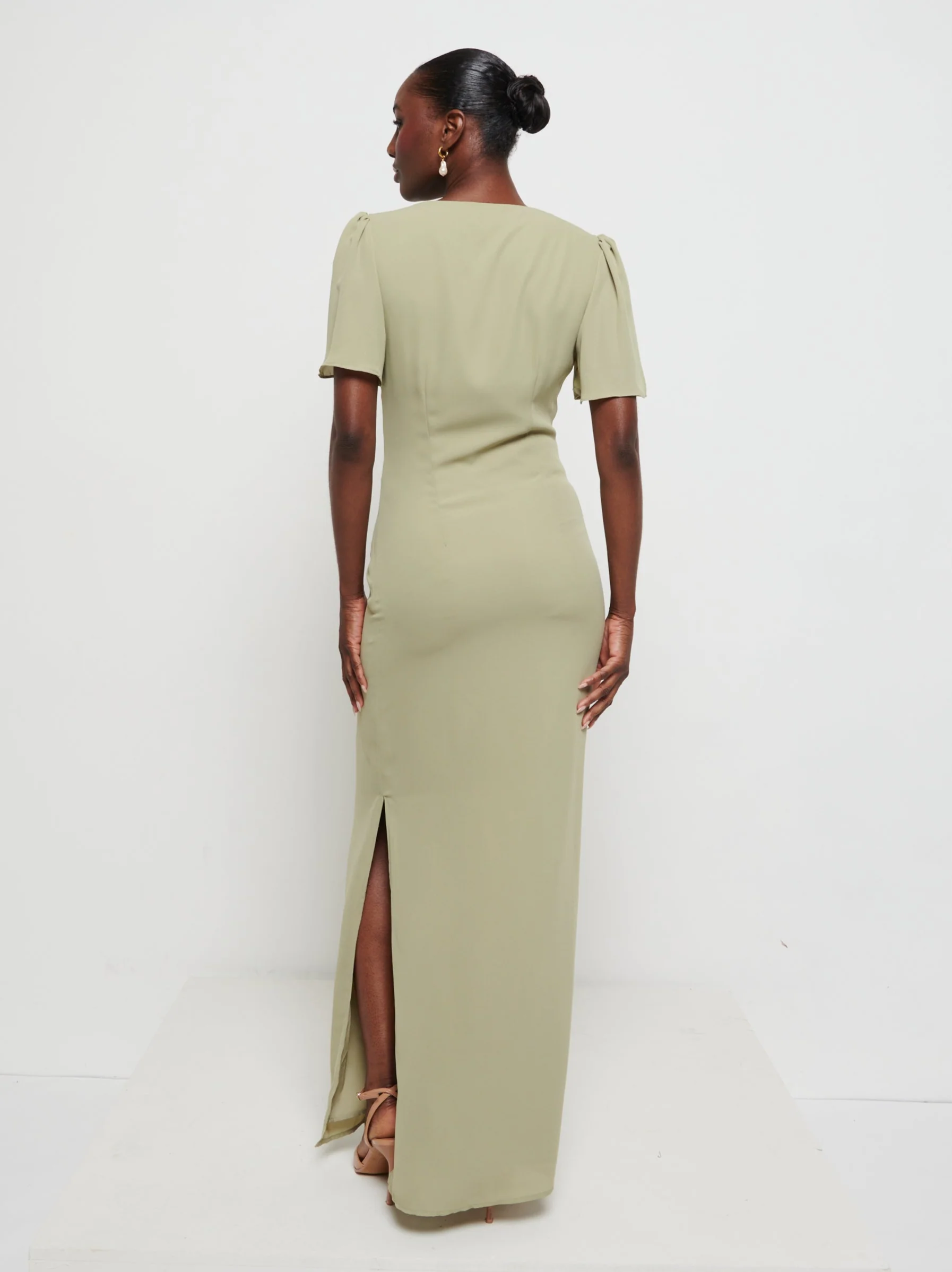 Edie Chiffon Maxi Bridesmaids Dress - Olive - Image 4