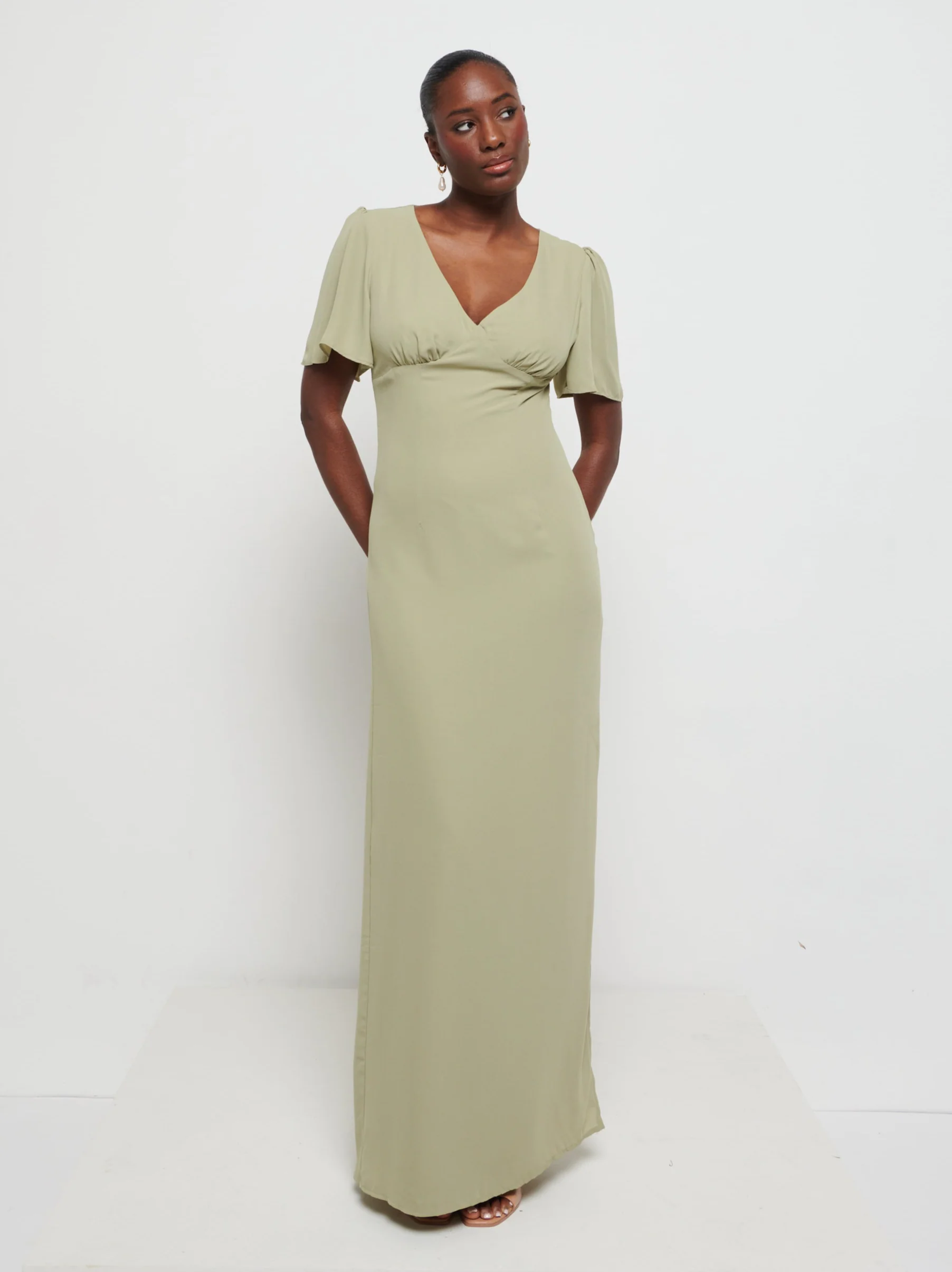 Edie Chiffon Maxi Bridesmaids Dress - Olive - Image 5