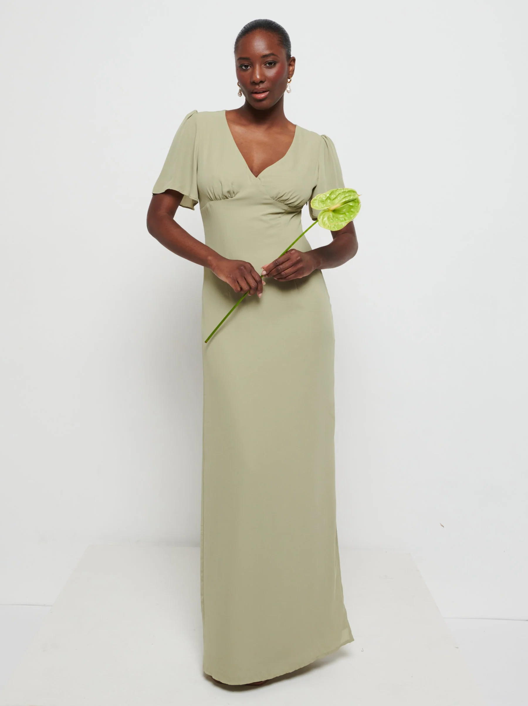 Edie Chiffon Maxi Bridesmaids Dress - Olive - Image 6