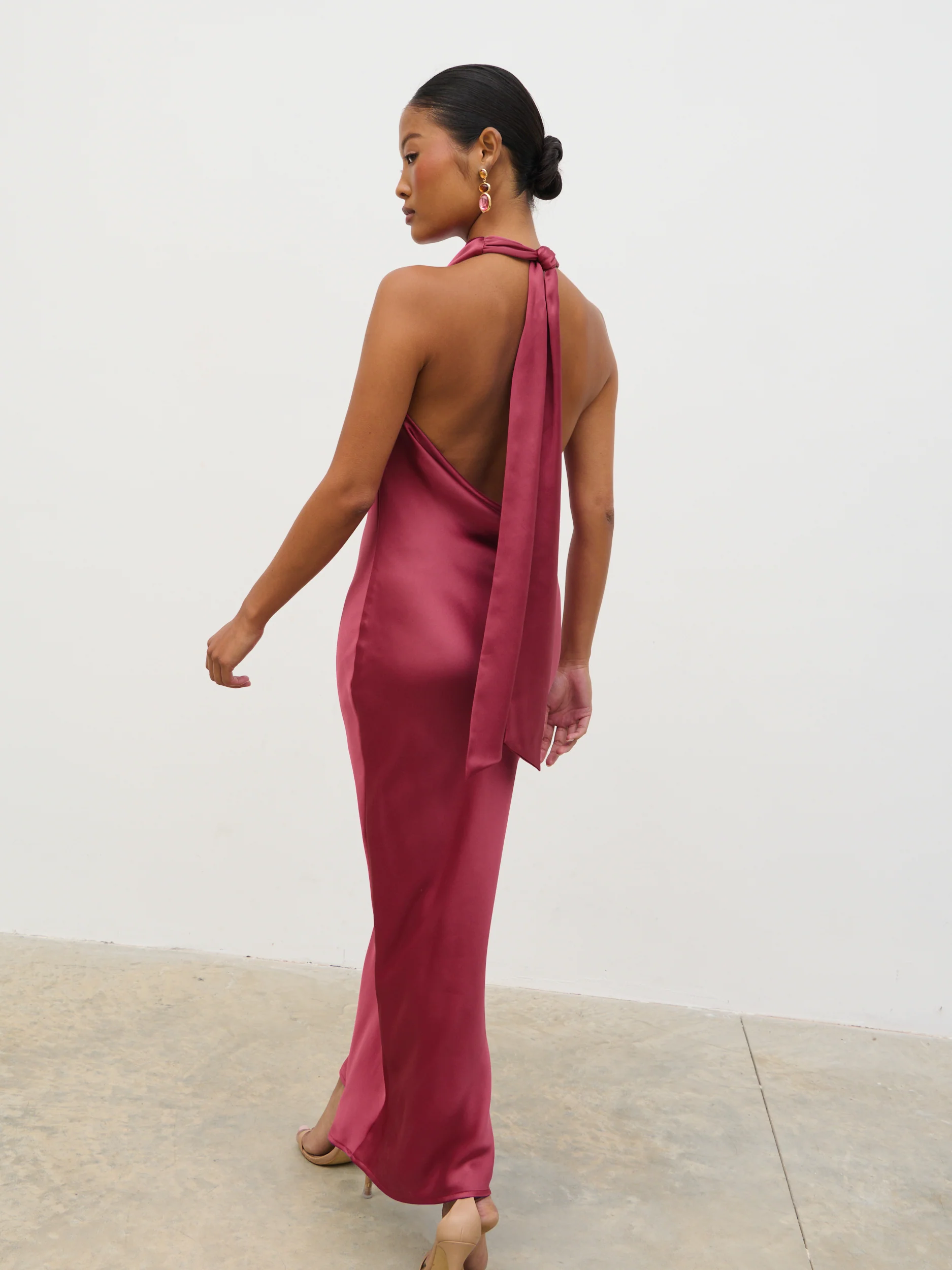 Edita Cowl Midaxi Dress - Raspberry - Image 2