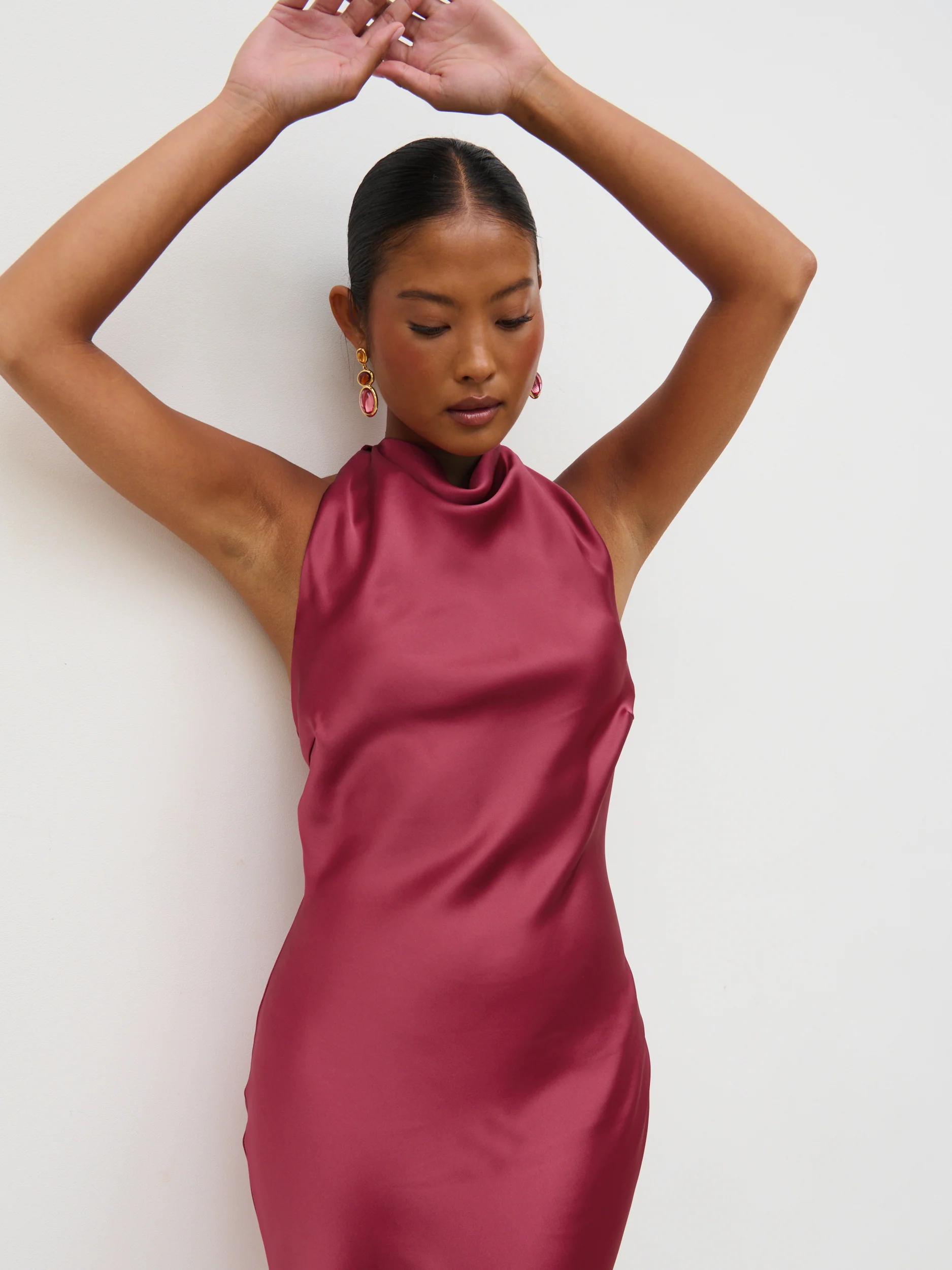 Edita Cowl Midaxi Dress - Raspberry - Image 5