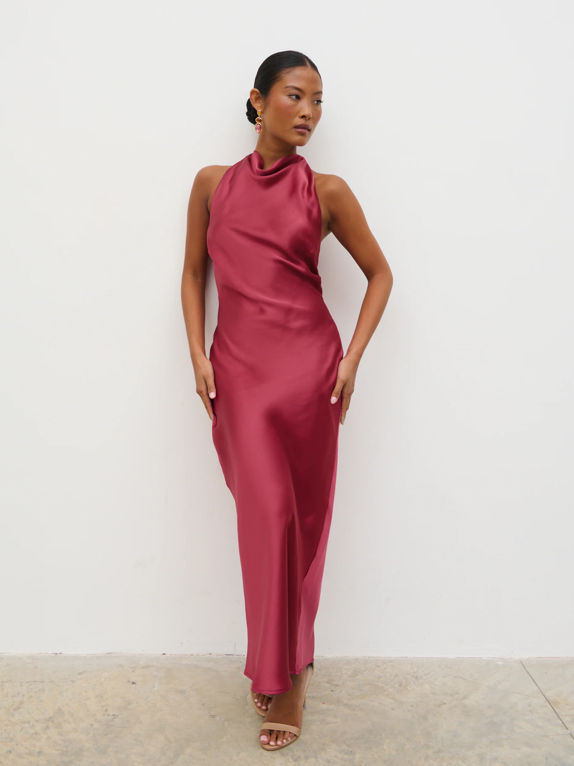 Edita Cowl Midaxi Dress - Raspberry - Image 6