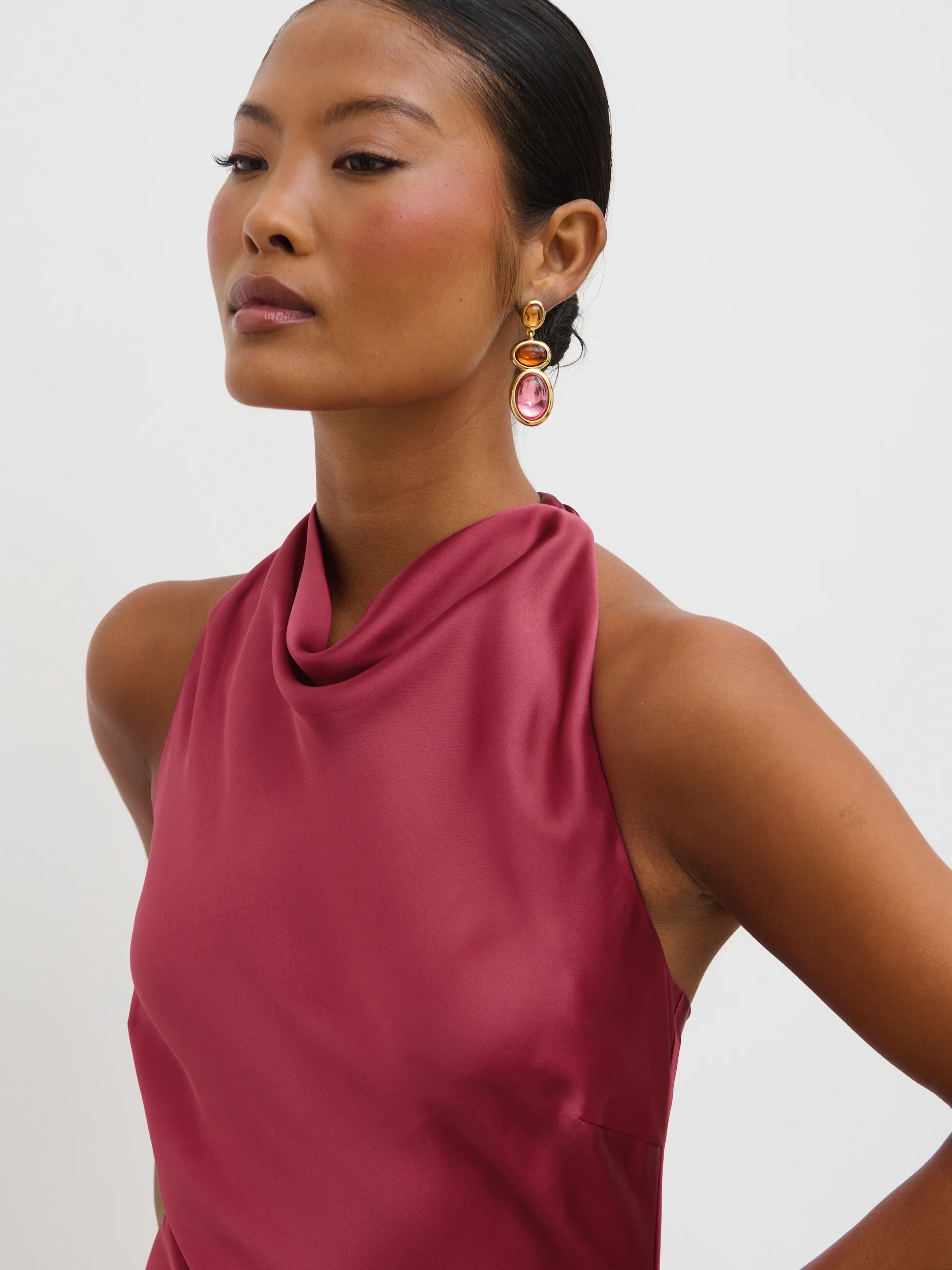 Edita Cowl Midaxi Dress - Raspberry - Image 7