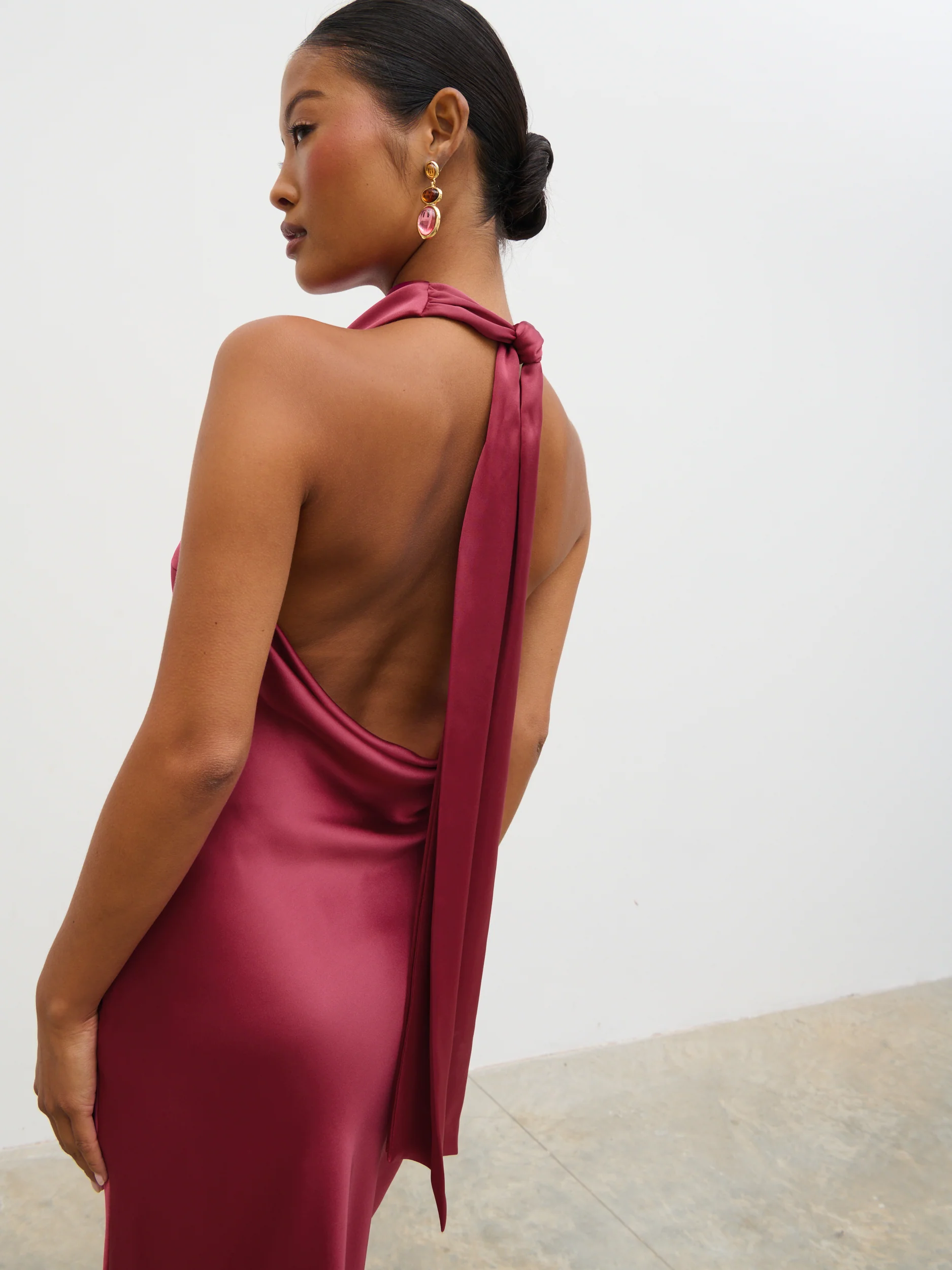 Edita Cowl Midaxi Dress - Raspberry - Image 8