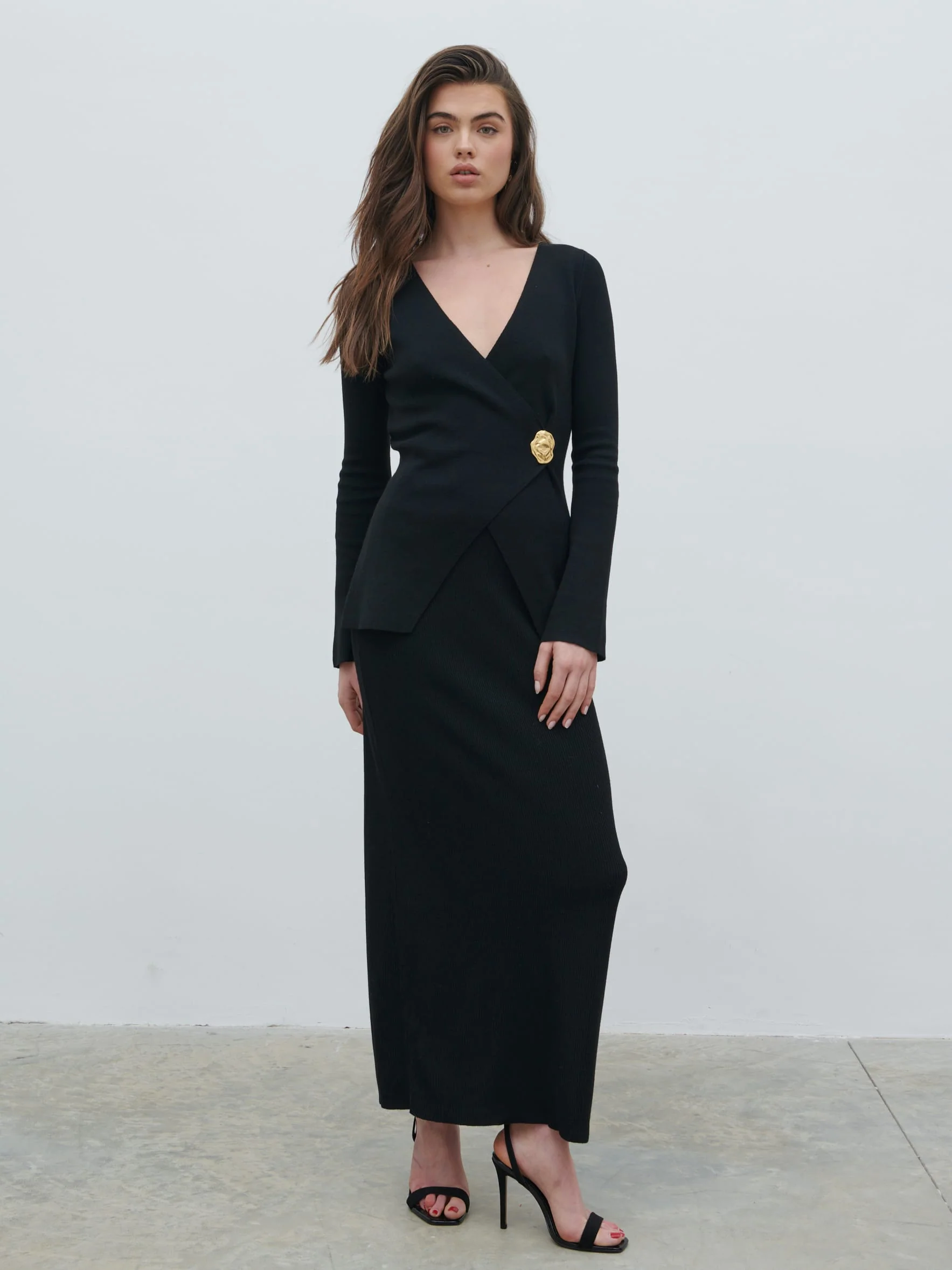 Effie Asymmetric Knit Cardigan - Black - Image 3