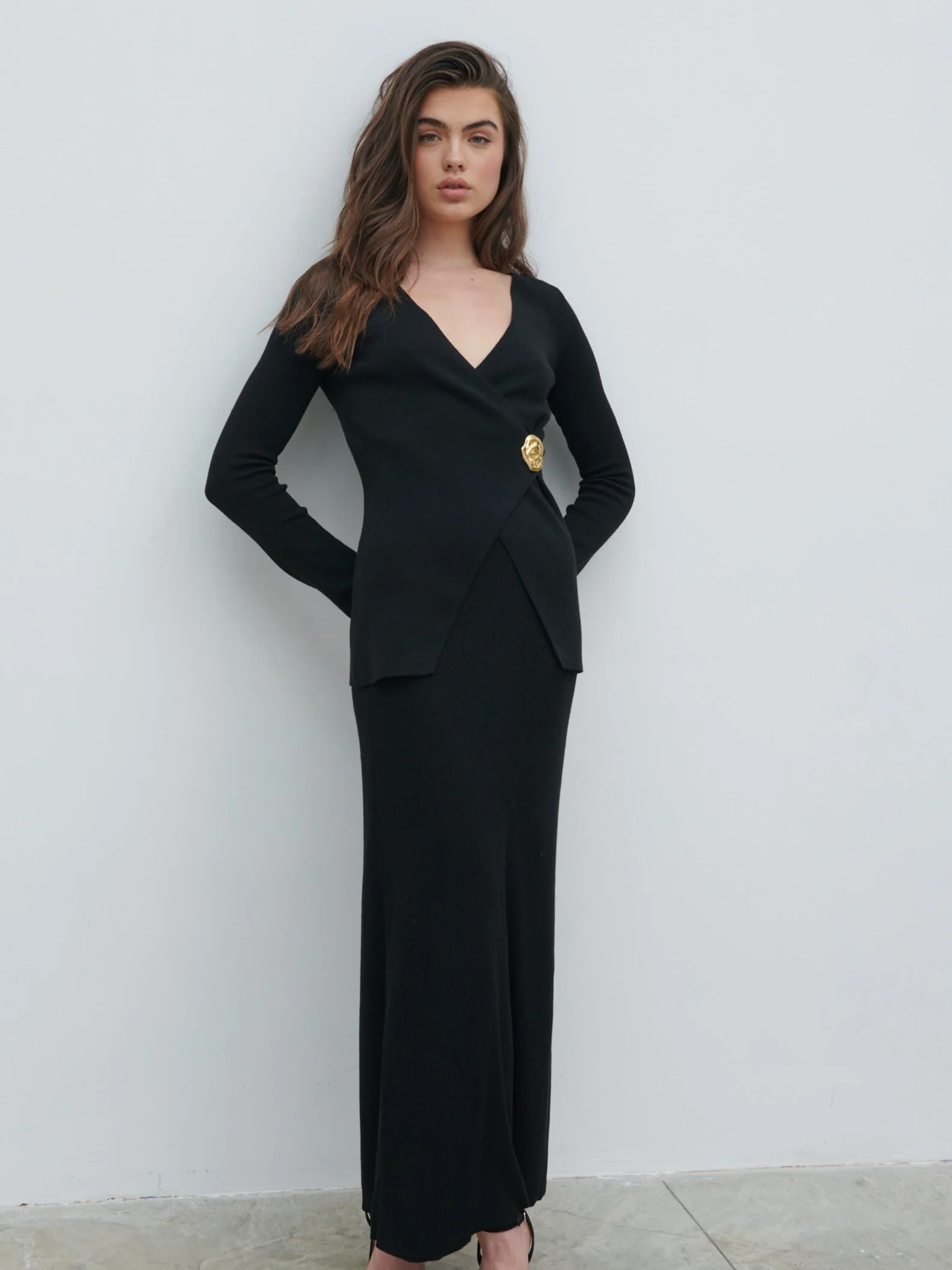 Effie Asymmetric Knit Cardigan - Black - Image 5