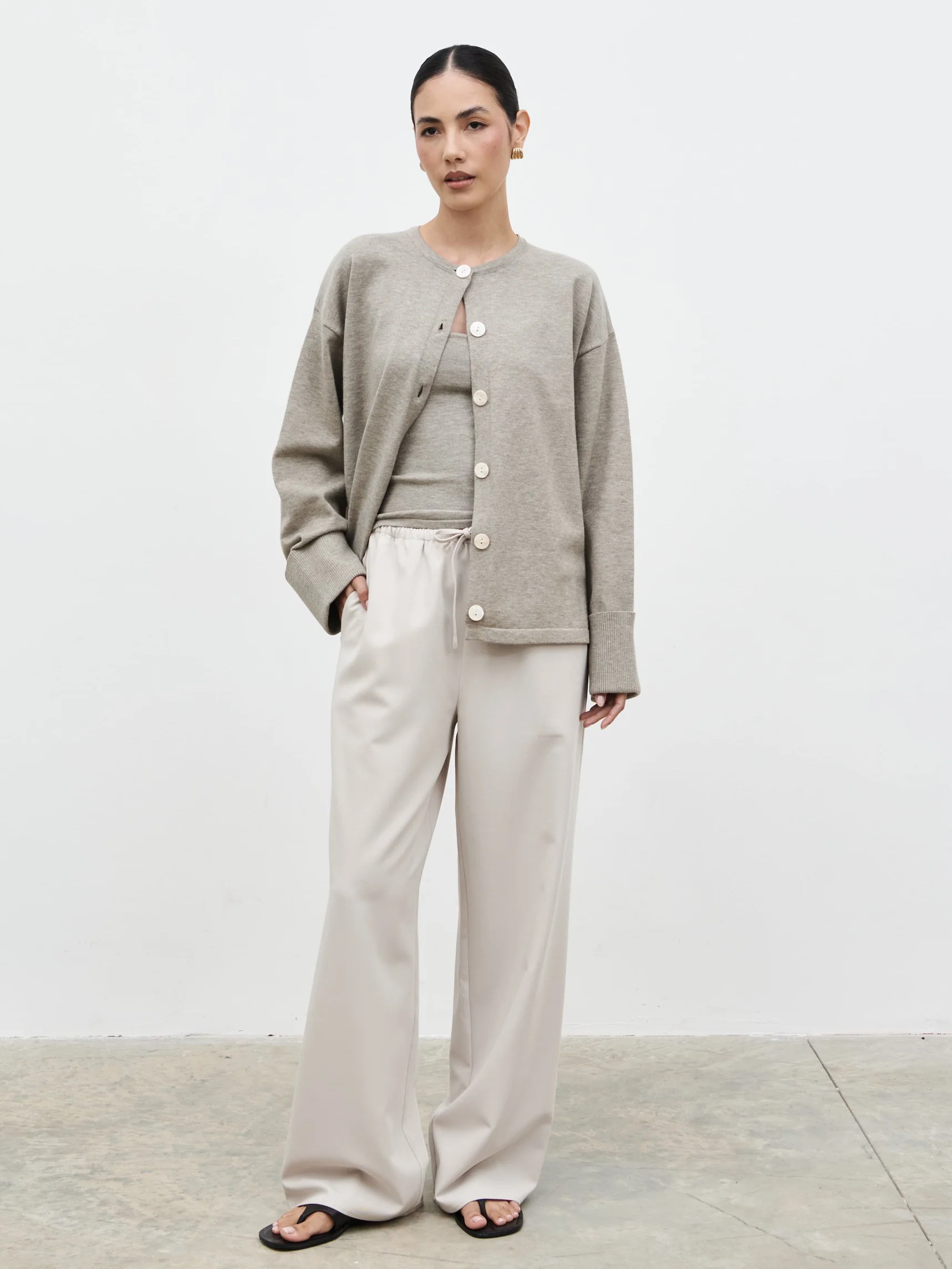 Elani Knit Cardigan and Cami Set - Mushroom - Image 3
