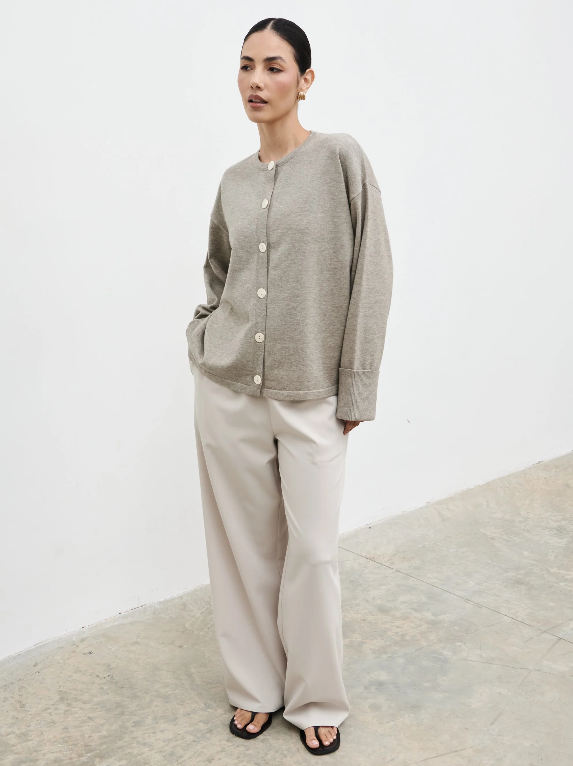 Elani Knit Cardigan and Cami Set - Mushroom - Image 5