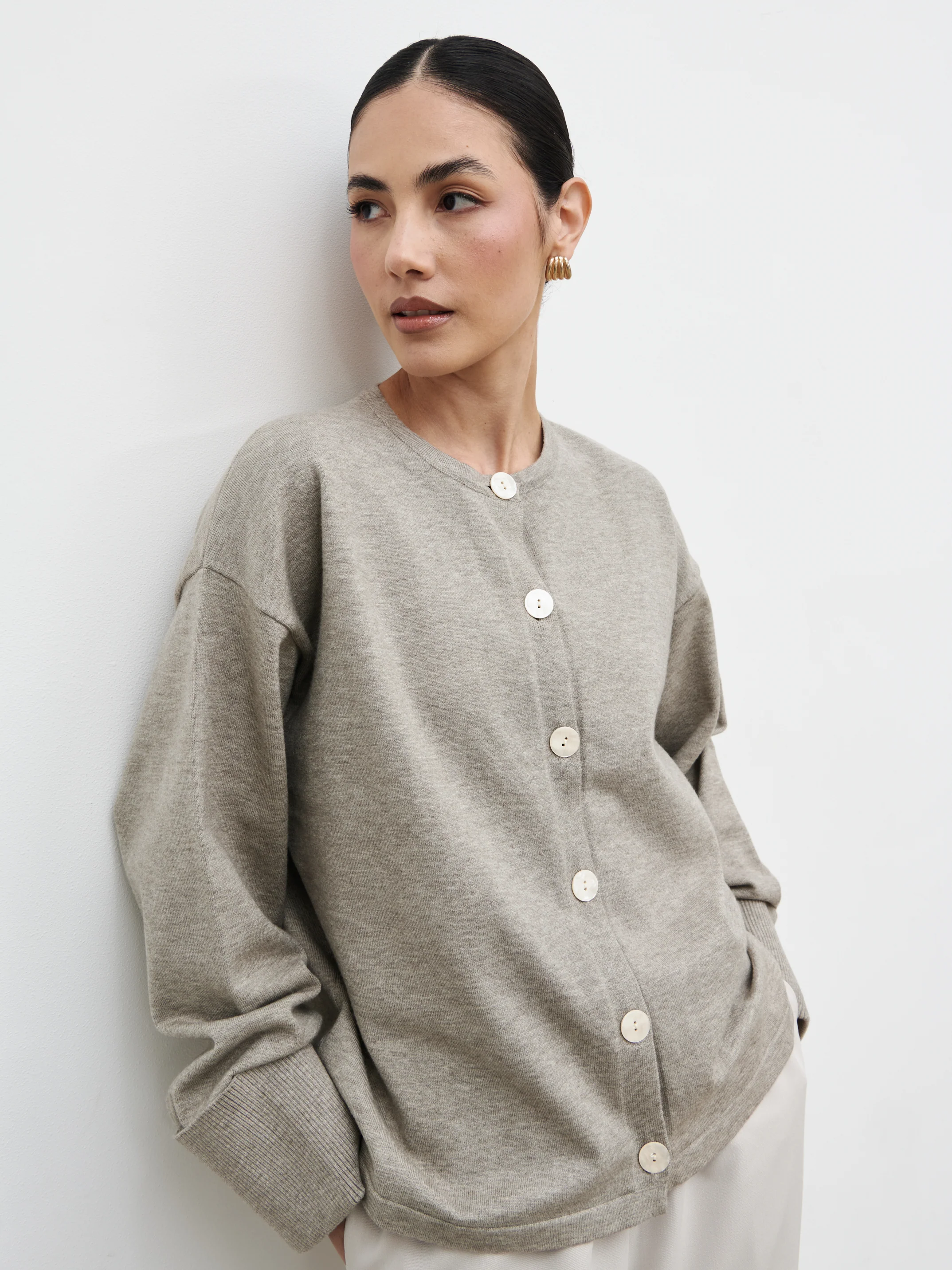Elani Knit Cardigan and Cami Set - Mushroom - Image 8