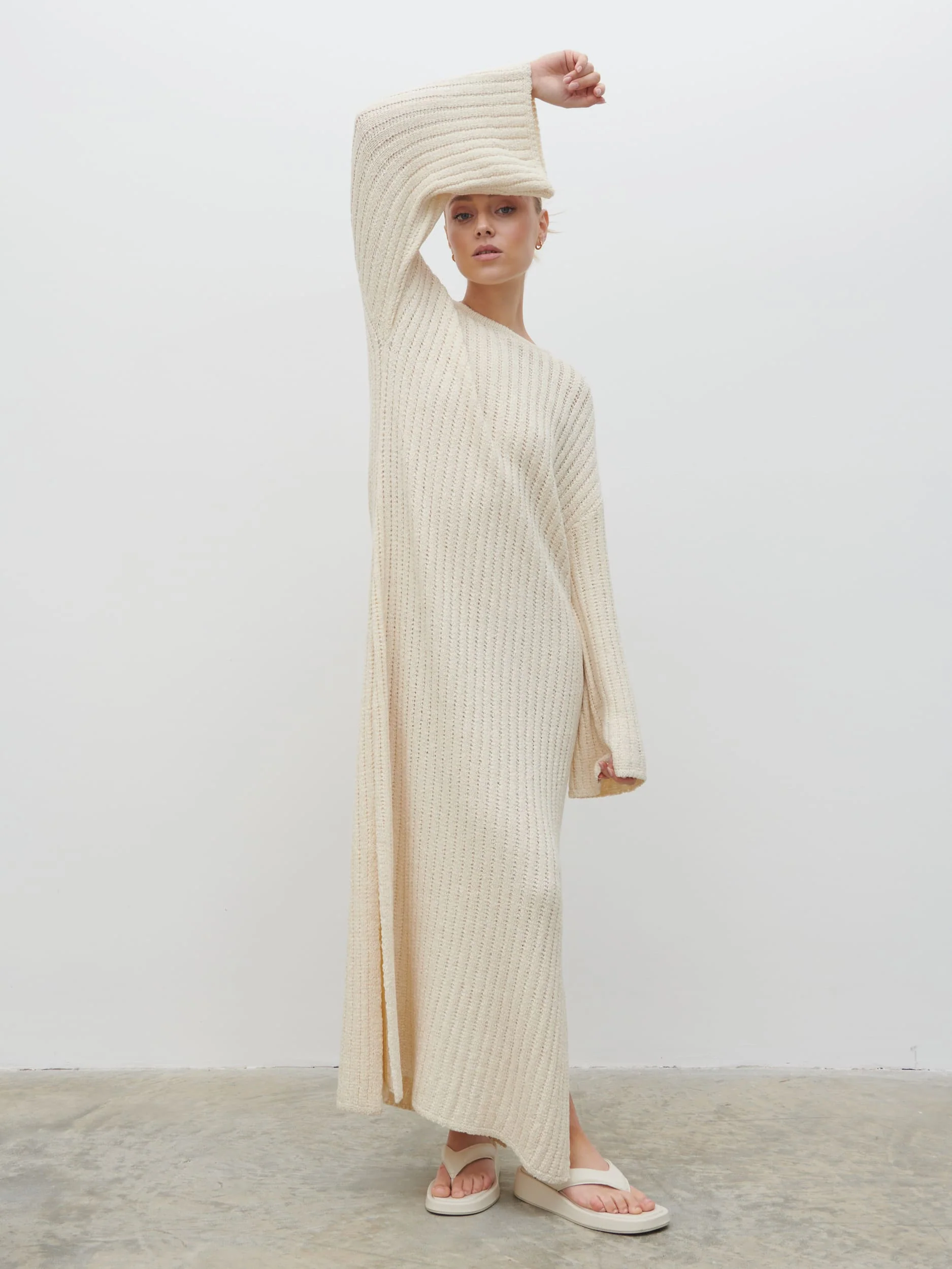 Eleanor Knit Midaxi Dress - Cream - Image 2